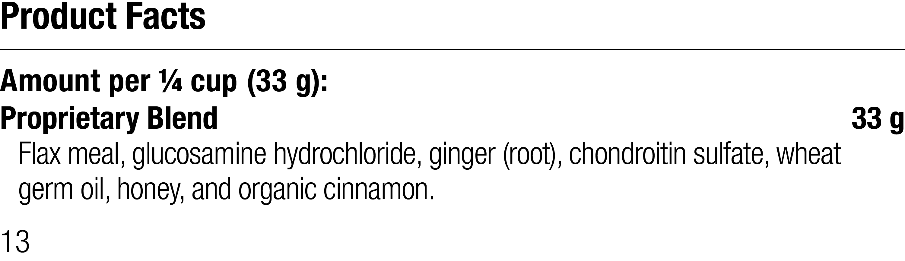 Equine Mobility Support Supplement Facts