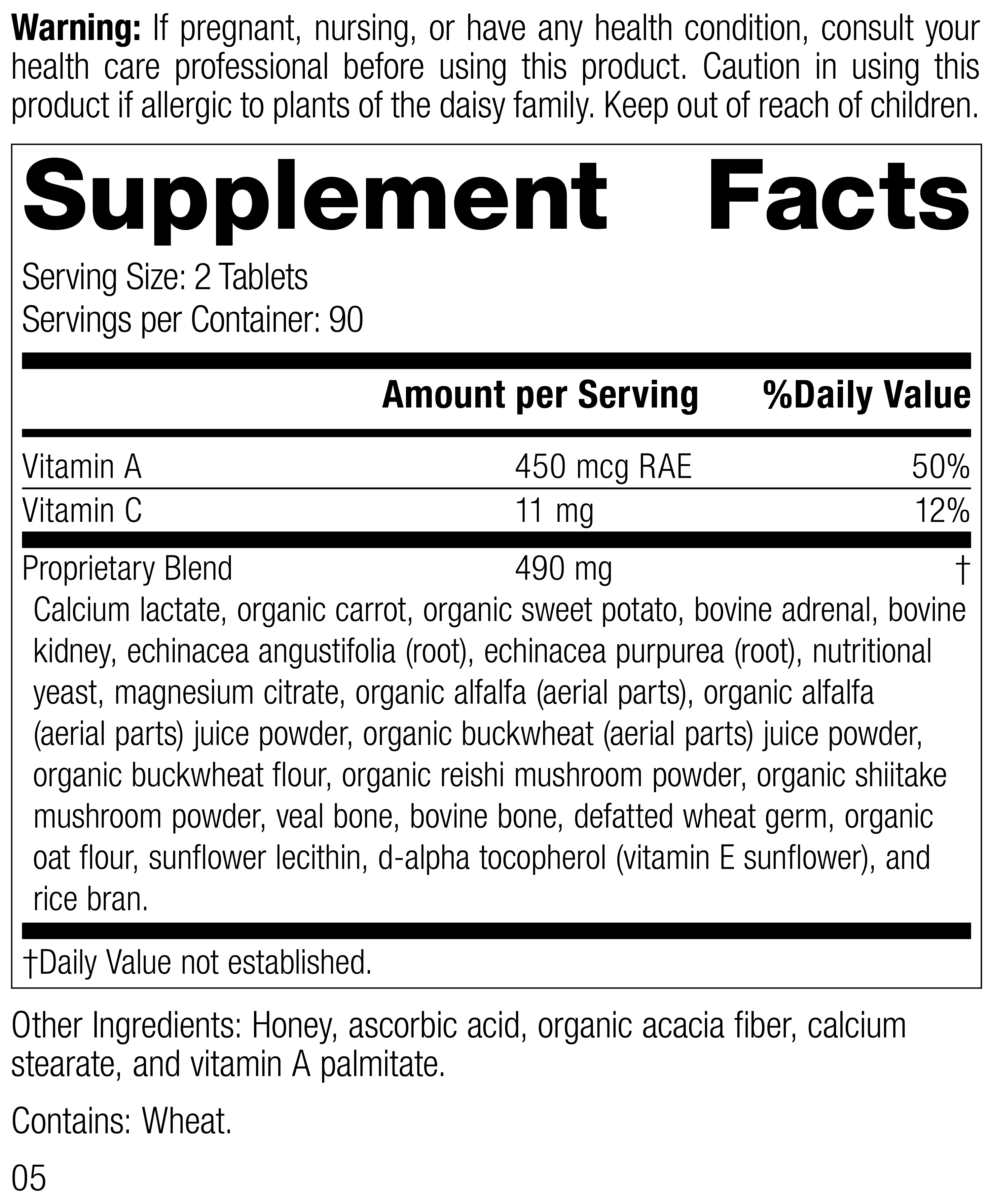 Cataplex® A-C Supplement Facts
