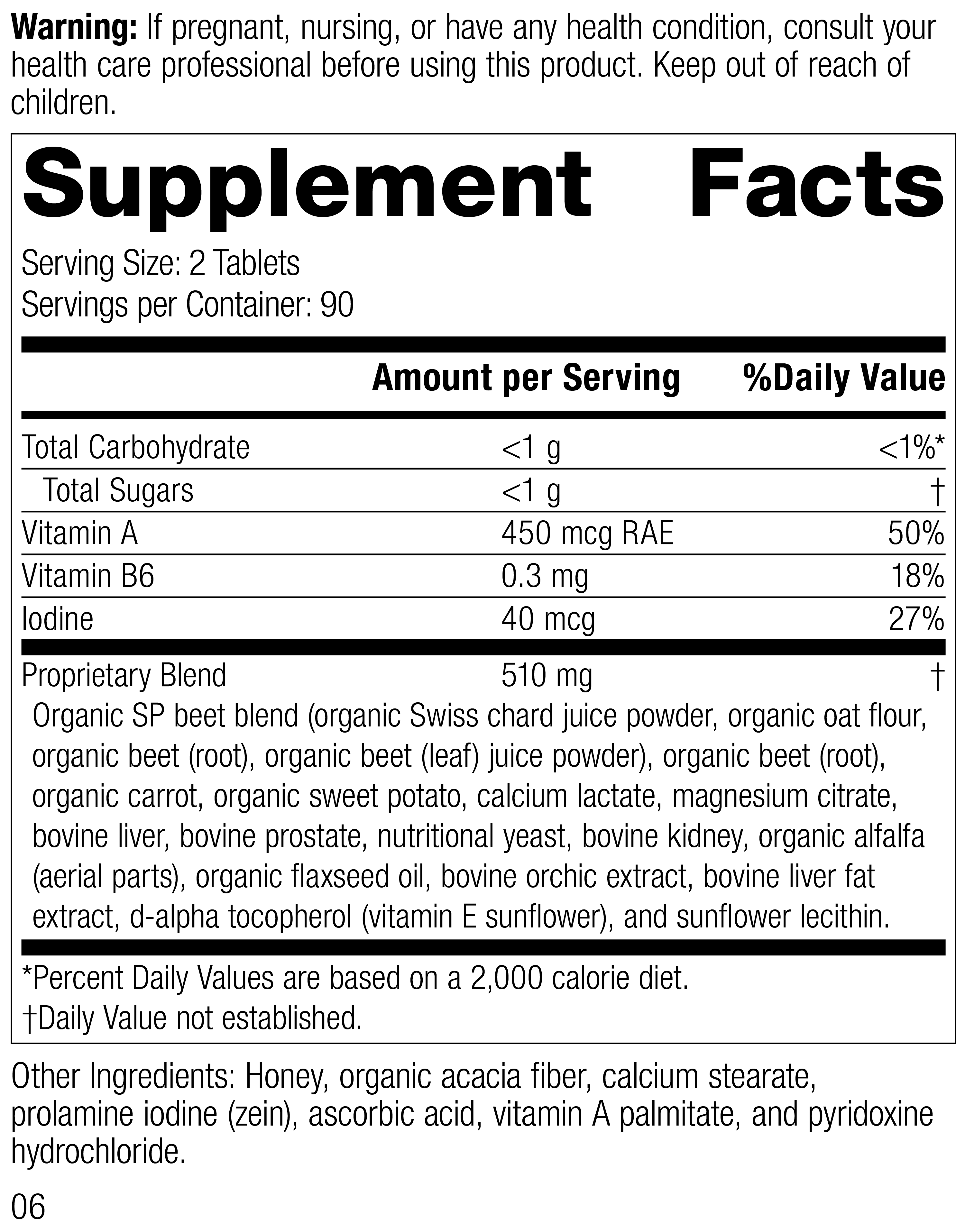 A-F Betafood® Supplement Facts