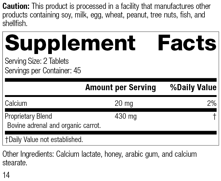 Adrenal Desiccated Supplement Facts