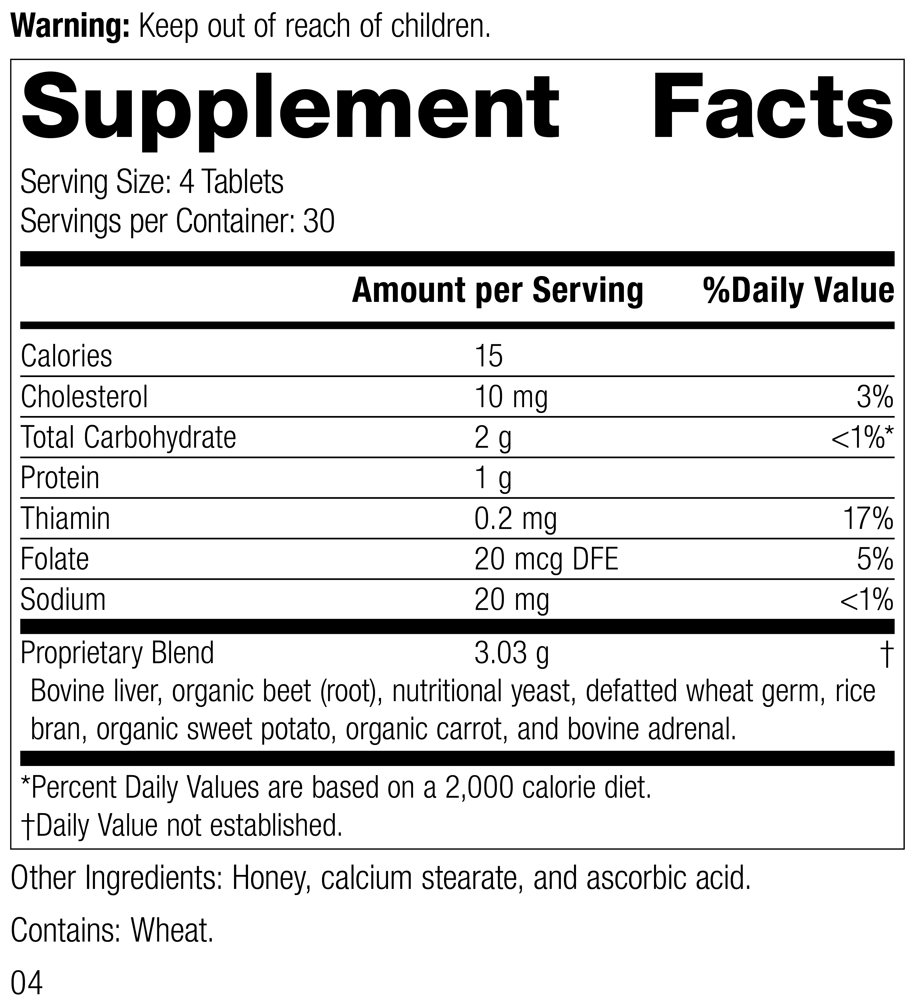 Cataplex® B-Core Supplement Facts