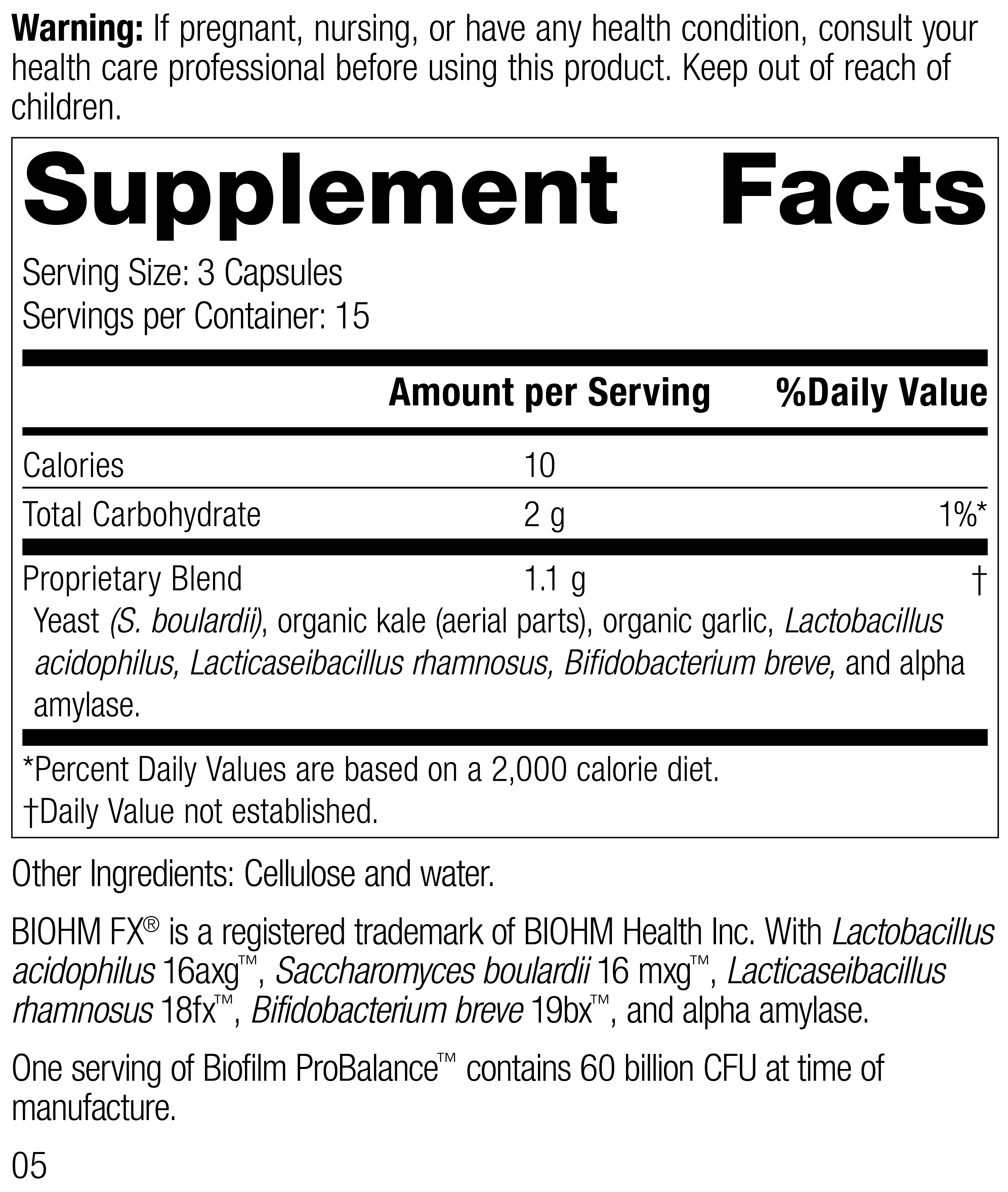 Biofilm ProBalance™ Supplement Facts