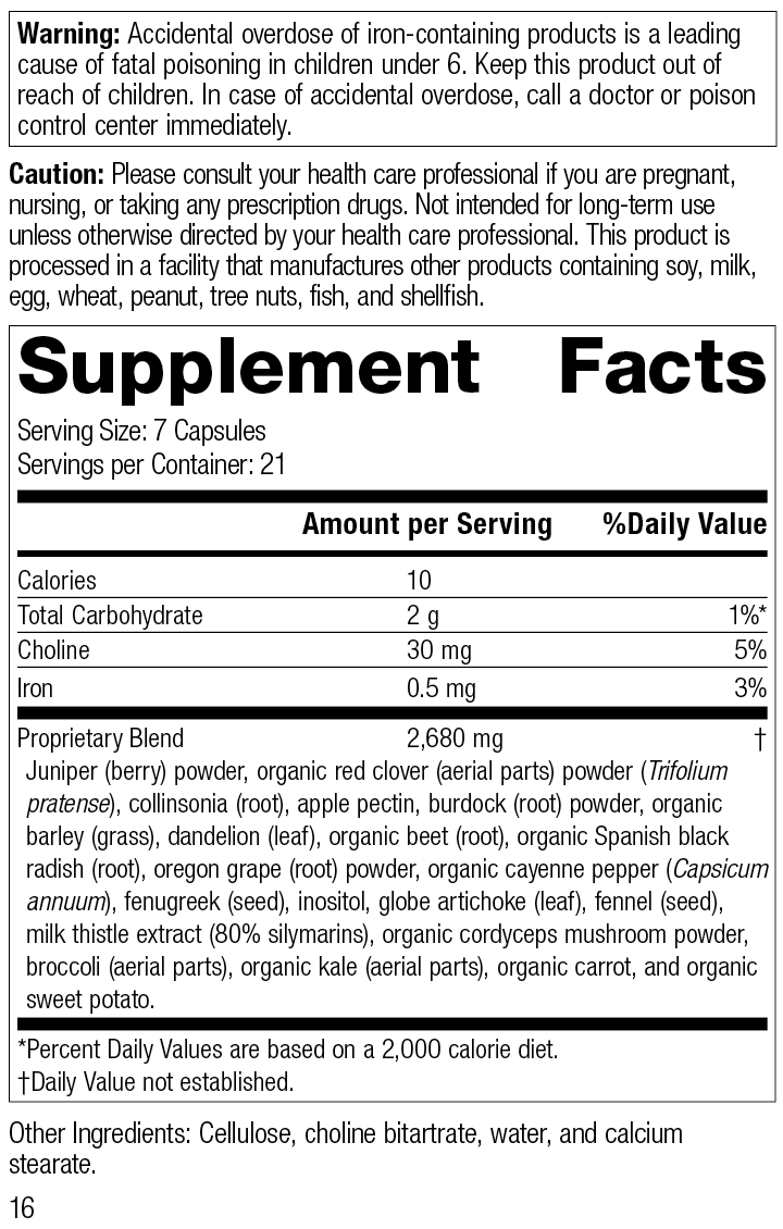 SP Cleanse® Supplement Facts