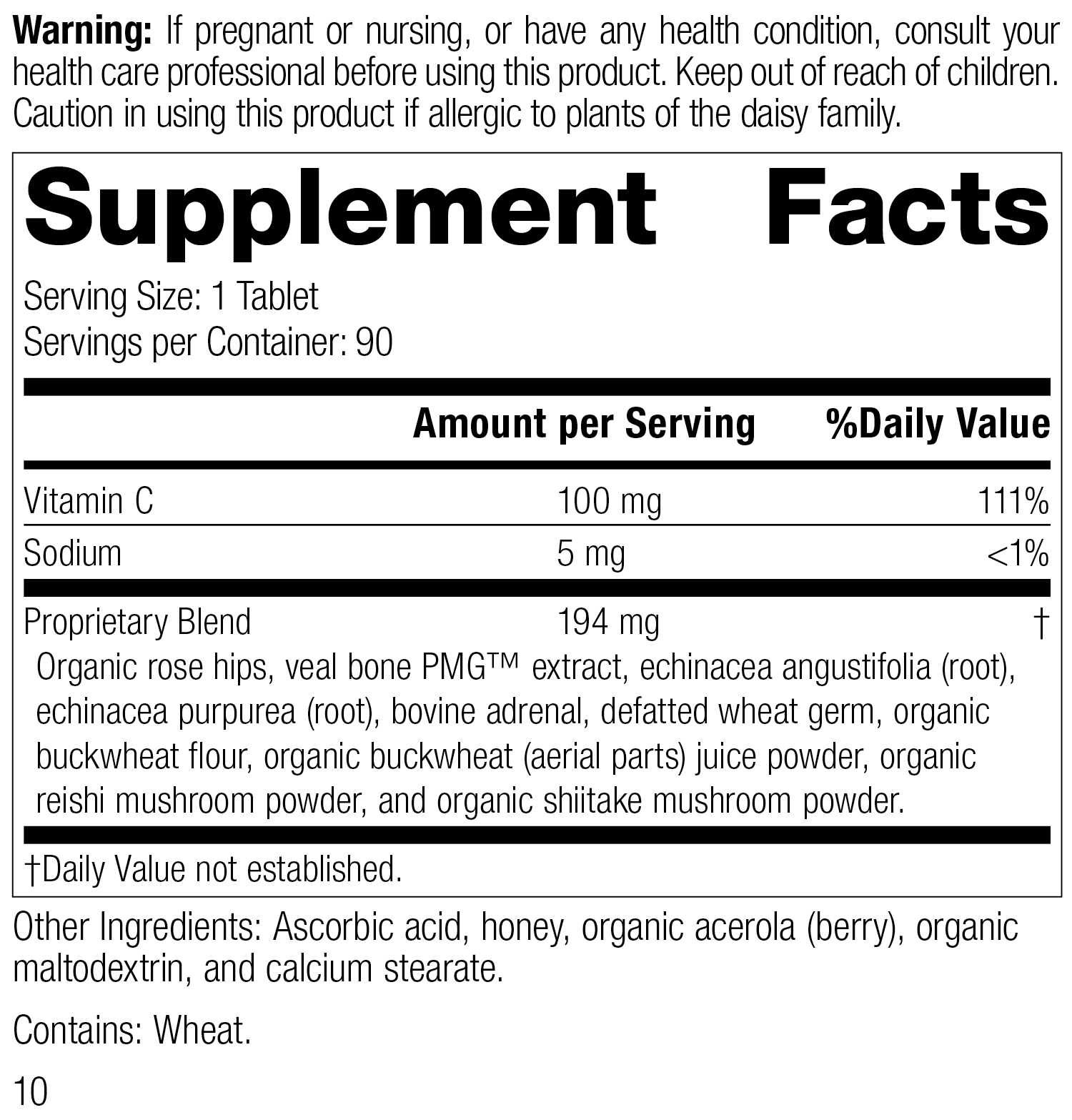 C Synergy, formerly known as Collagen C™ Supplement Facts