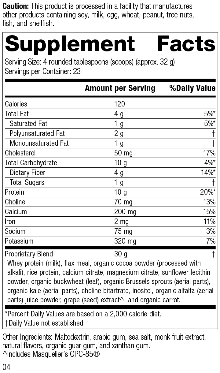SP Complete® Chocolate Supplement Facts