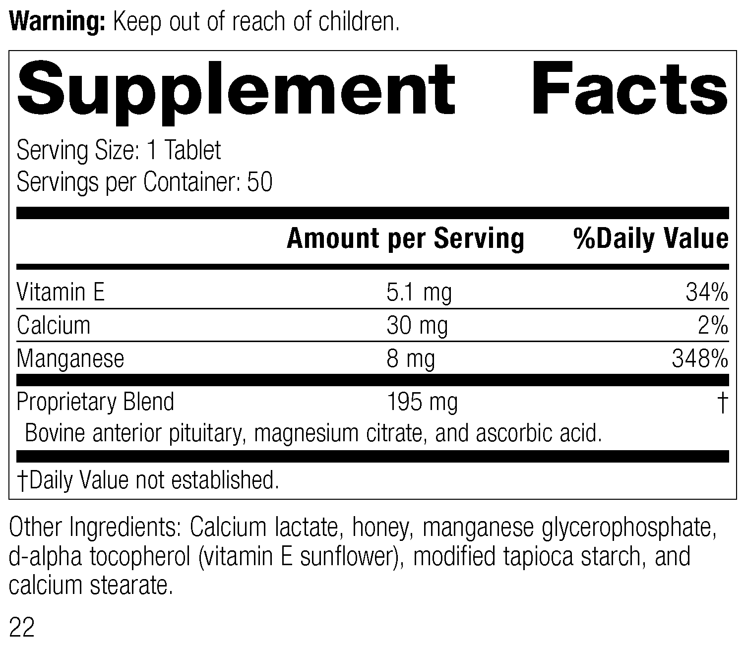 E-Manganese™ Supplement Facts