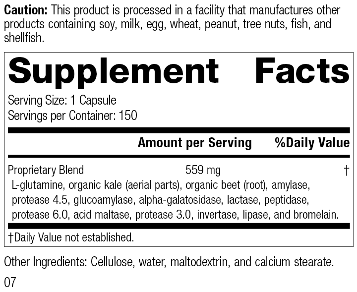 Enzycore Supplement Facts