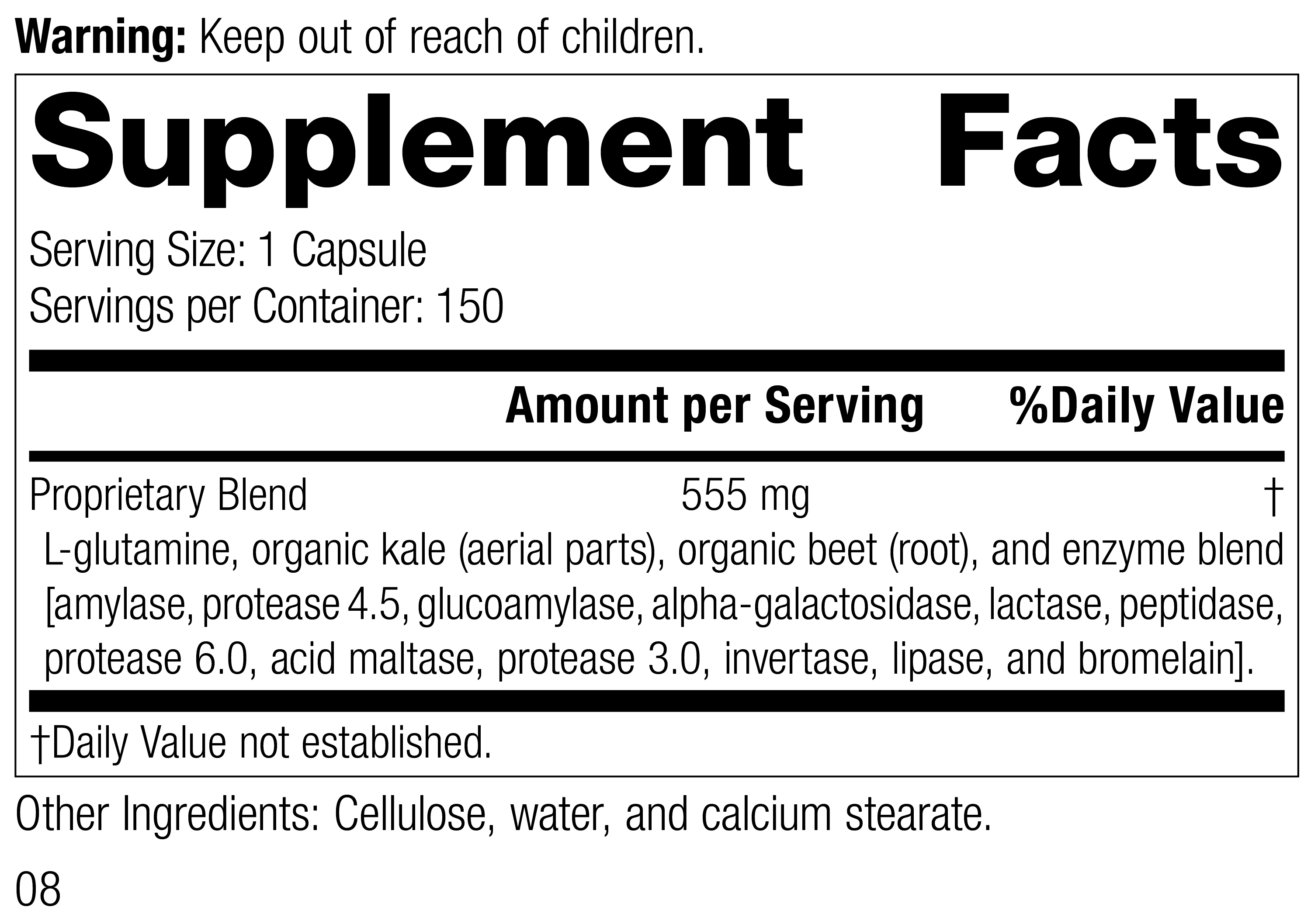 Enzycore Supplement Facts