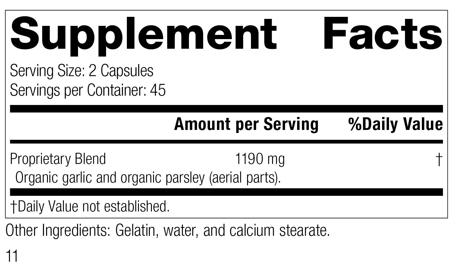 Garlic Supplement Facts