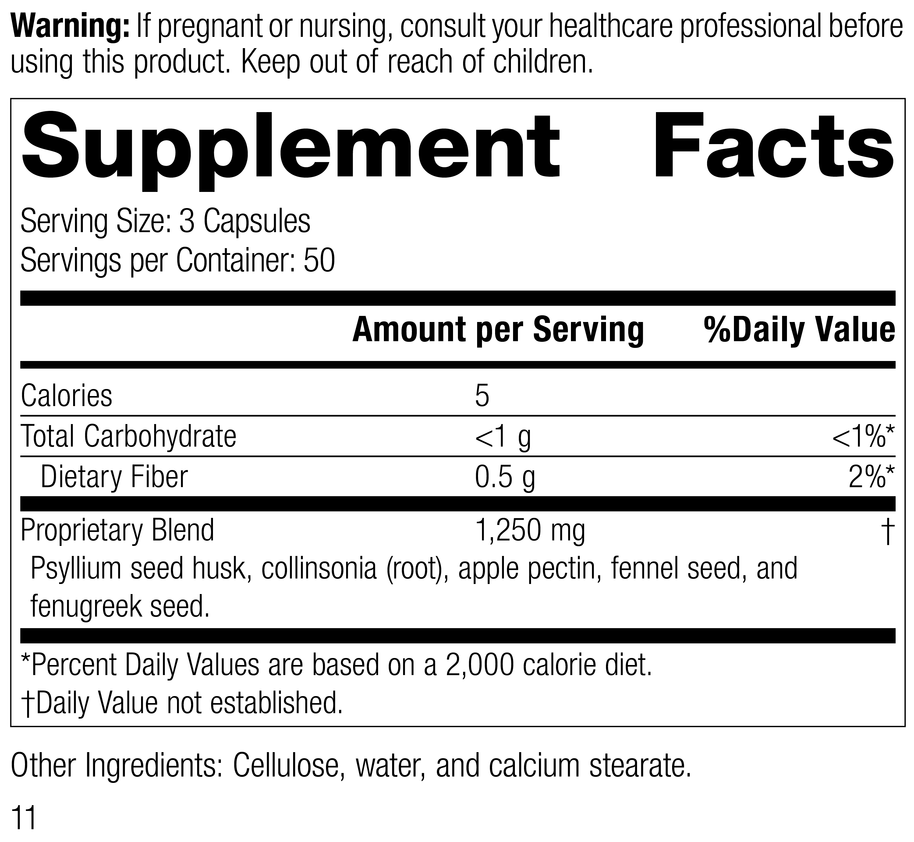 Gastro-Fiber® Supplement Facts