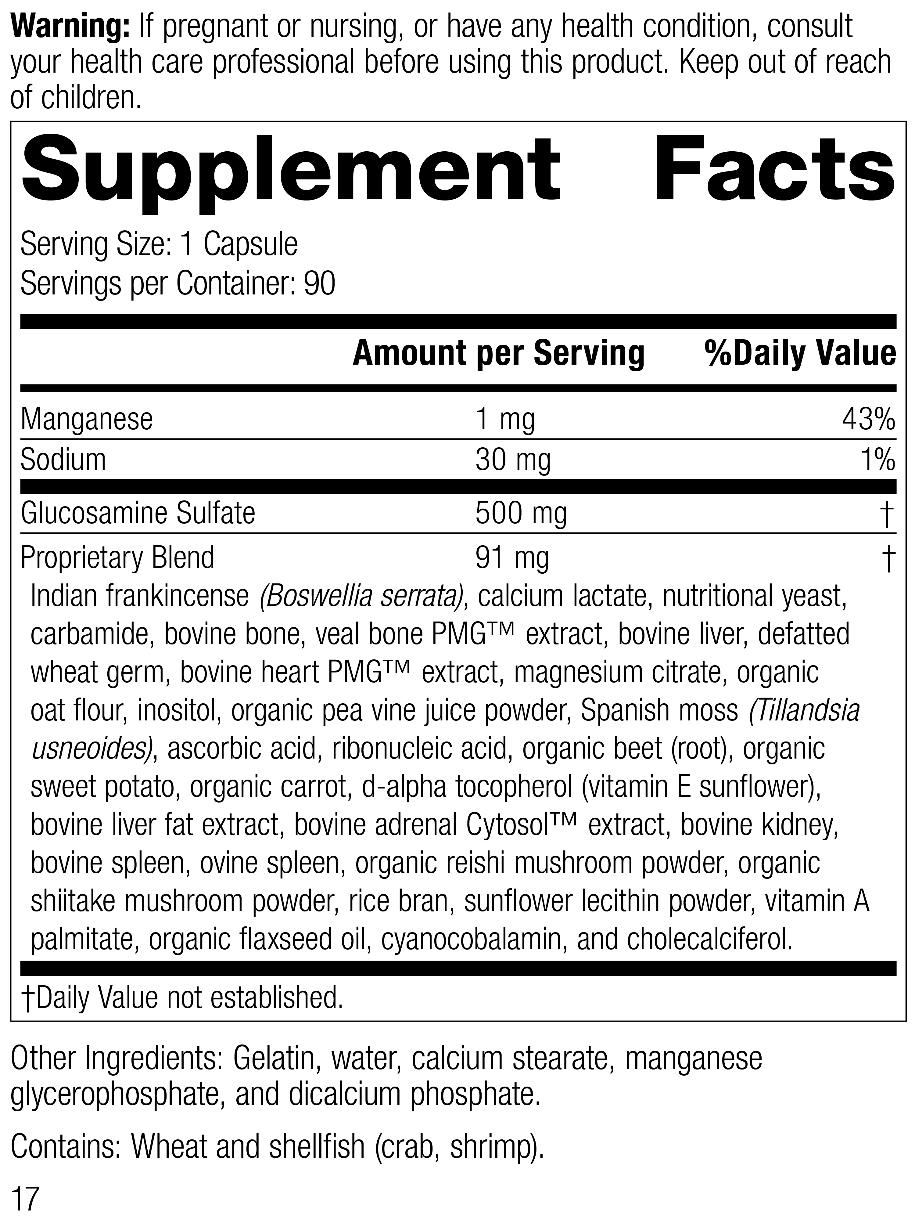 Glucosamine Synergy® Supplement Facts