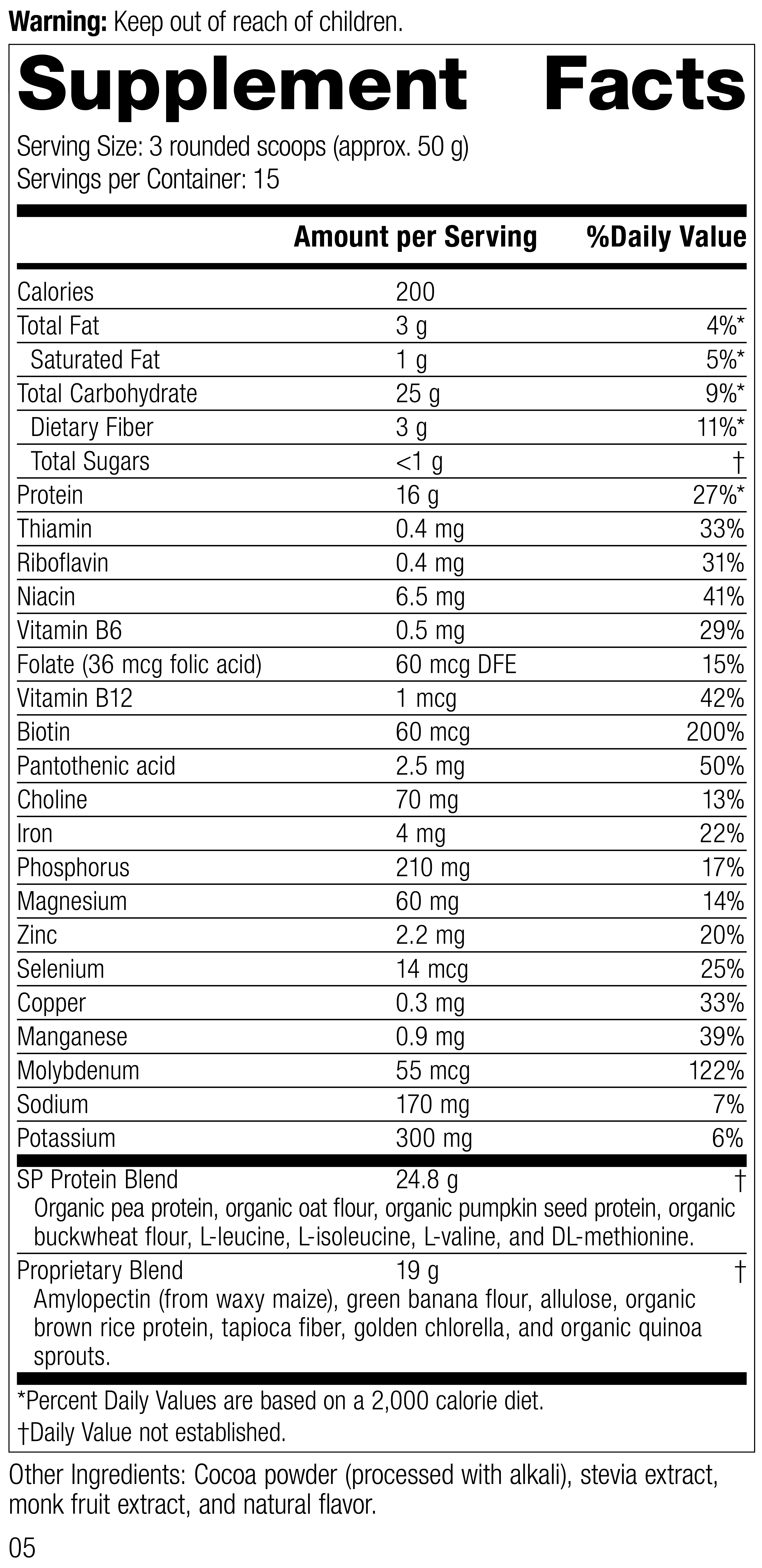 Glucose Assist™ Chocolate Supplement Facts