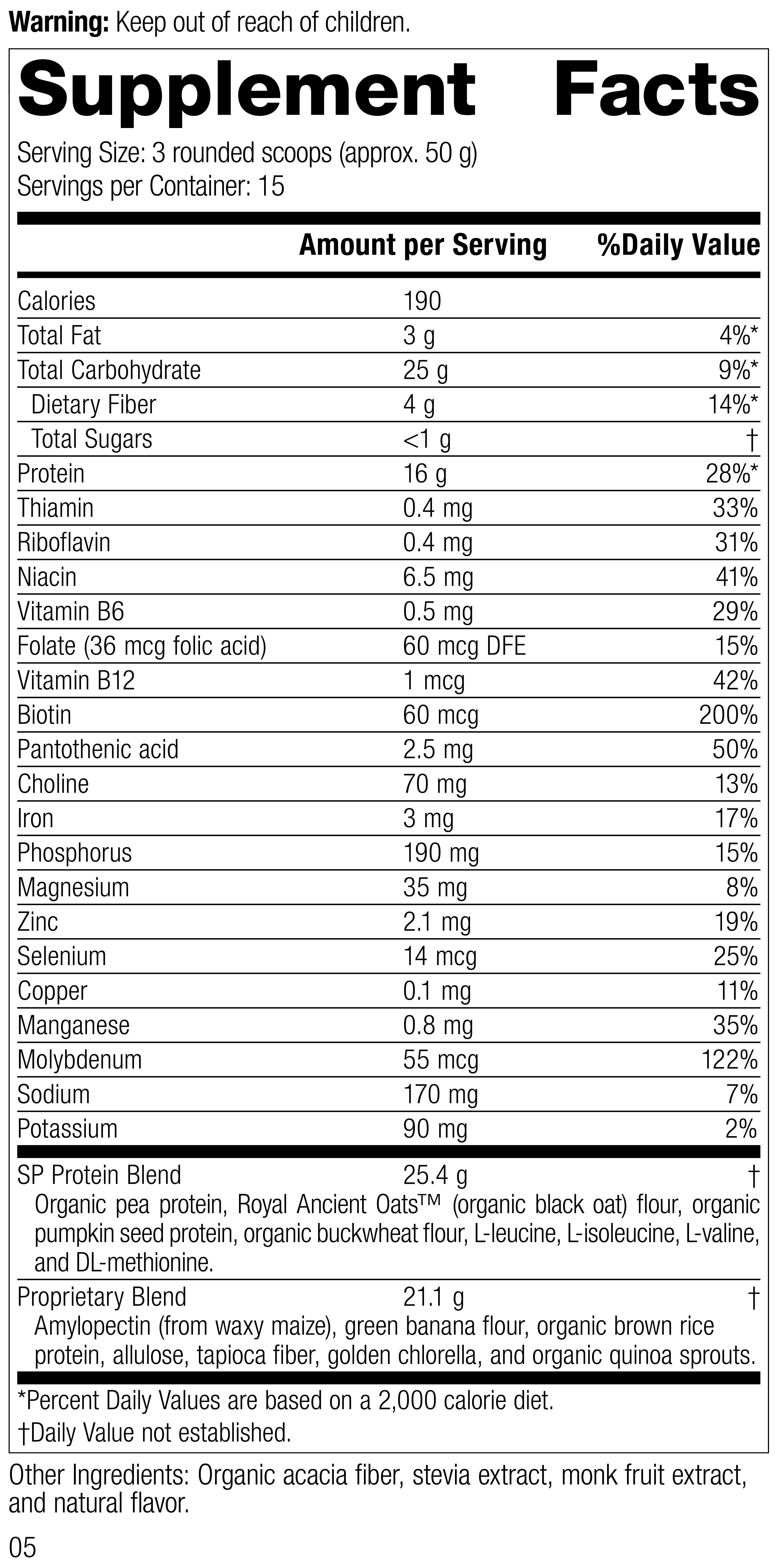 Glucose Assist™ Vanilla Supplement Facts
