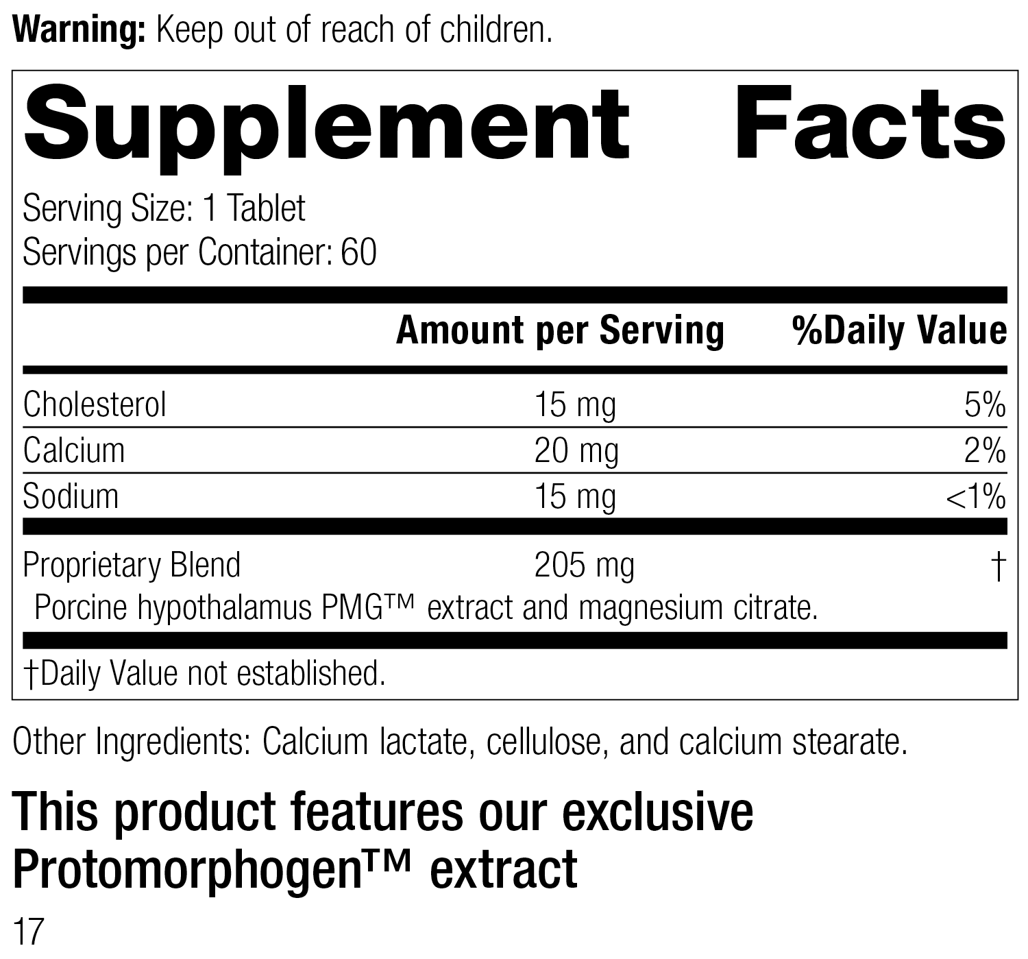 Hypothalamus PMG® Supplement Facts