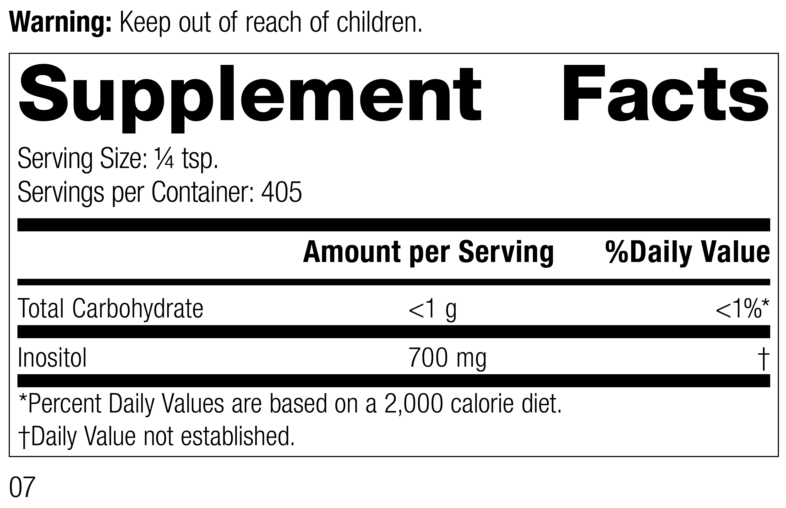 Inositol Powder Supplement Facts