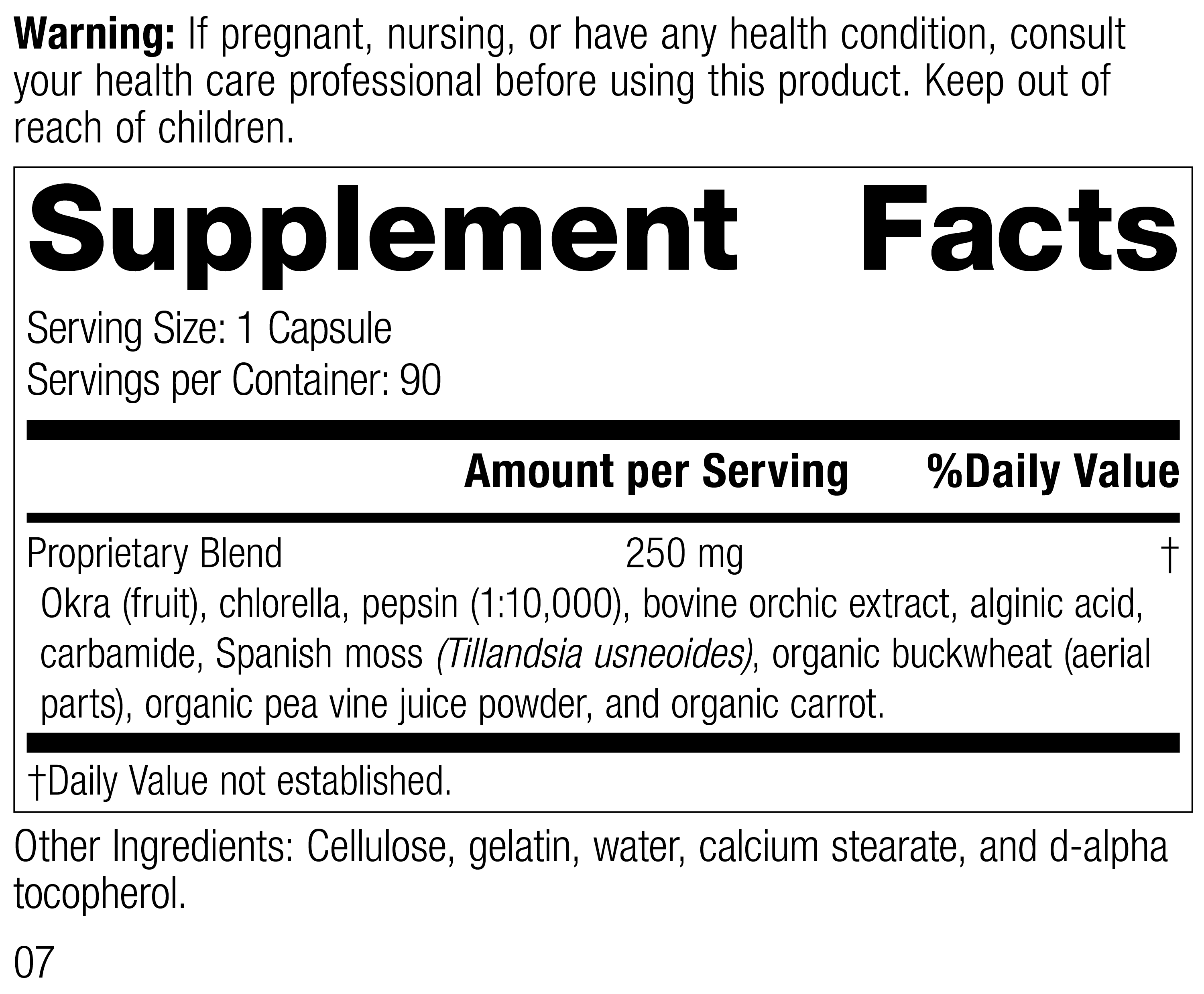Okra Pepsin E3 Supplement Facts