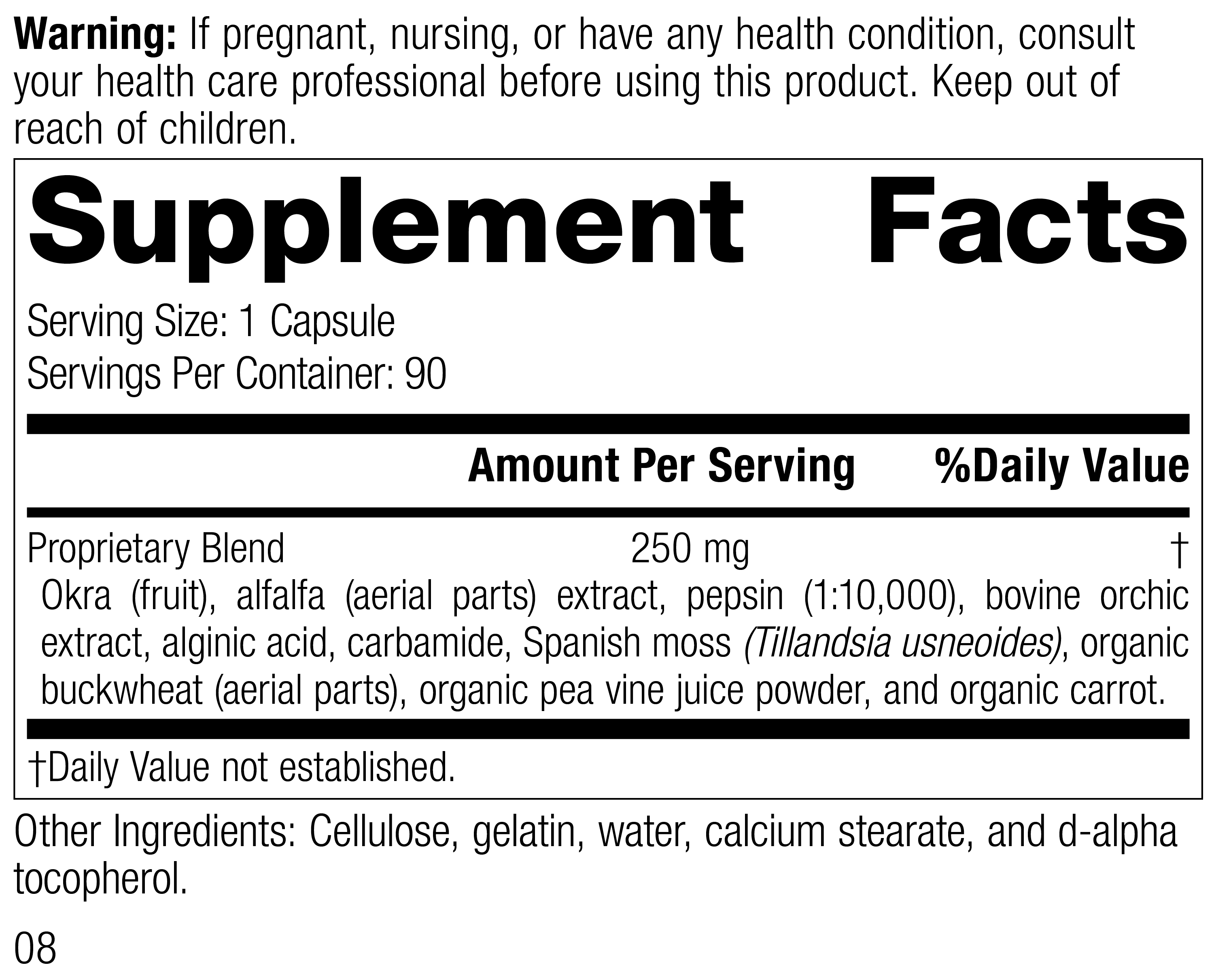 Okra Pepsin E3 Supplement Facts