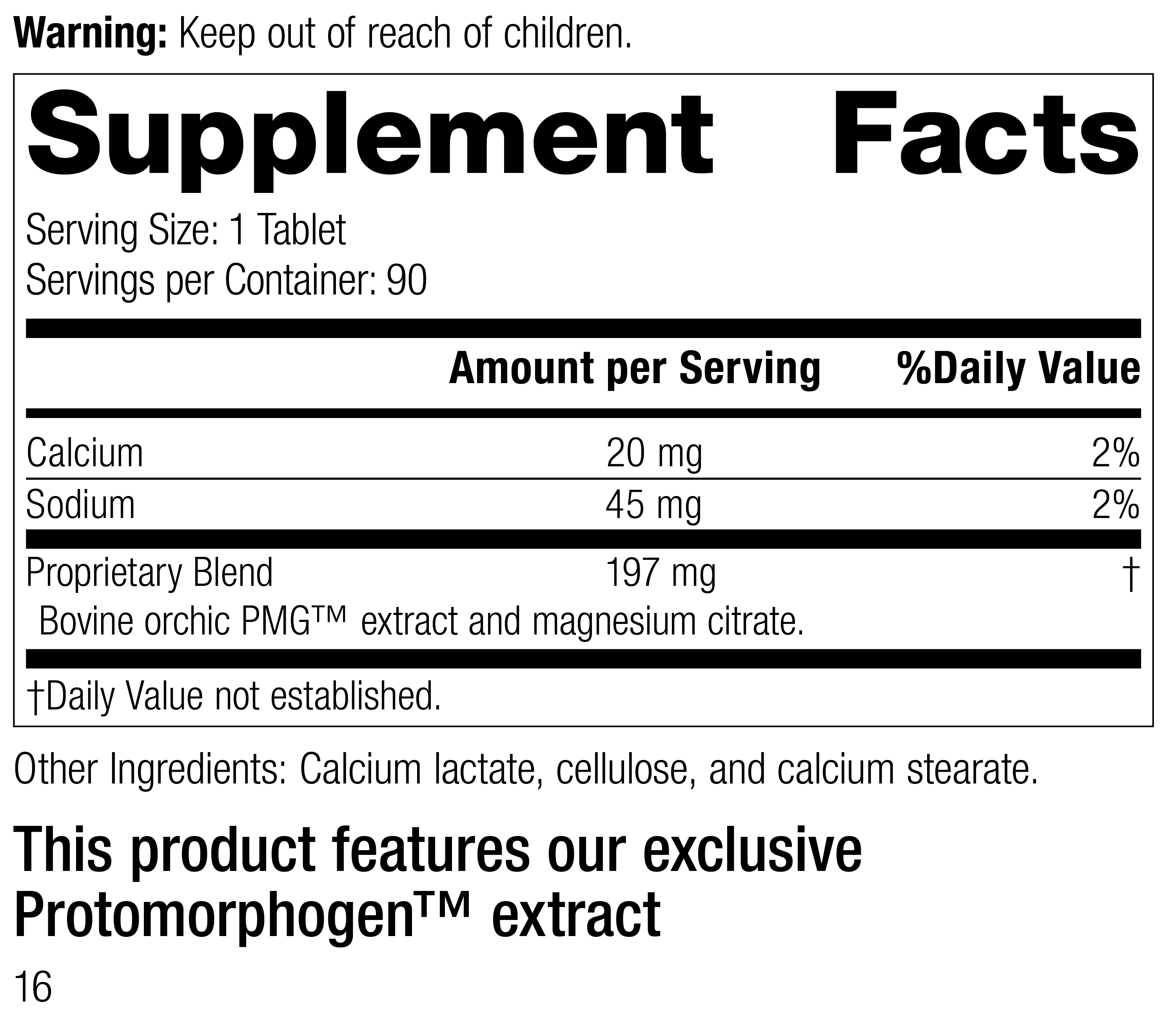 Orchic PMG® Supplement Facts