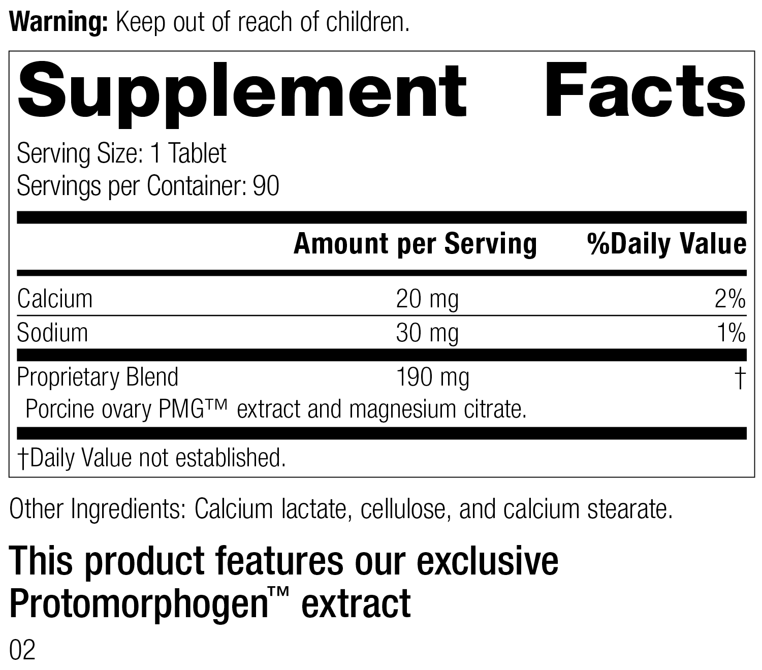 Ovatrophin P PMG® Supplement Facts