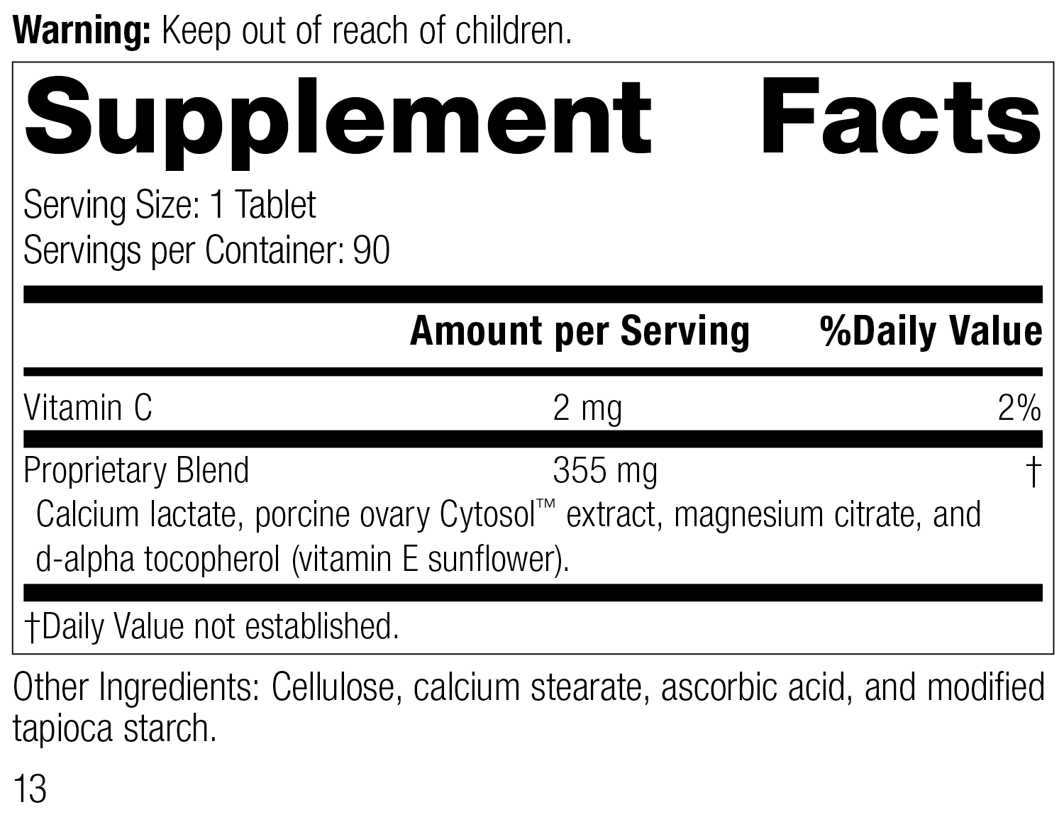 Ovex® P Supplement Facts