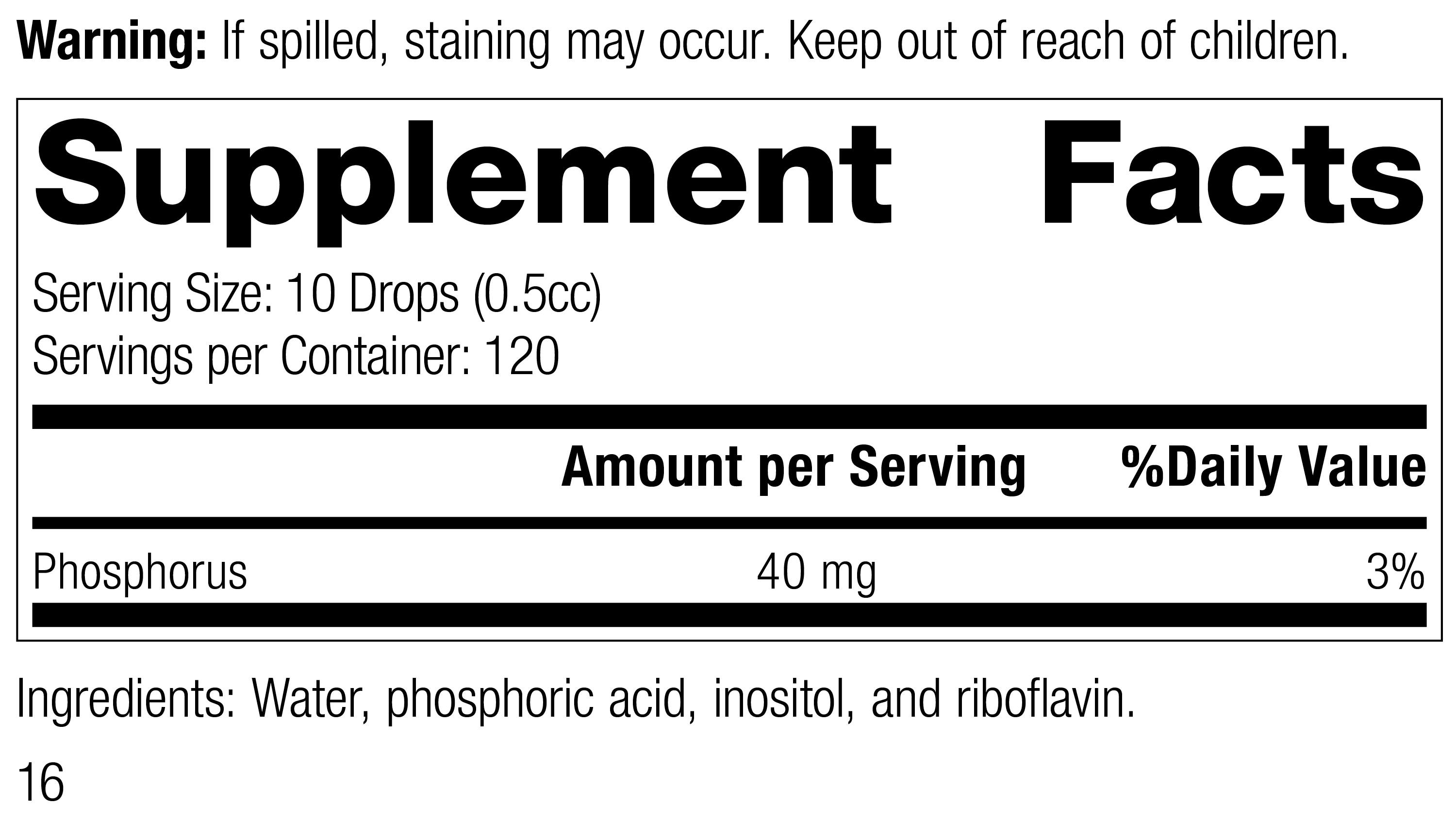 Phosfood® Liquid Supplement Facts