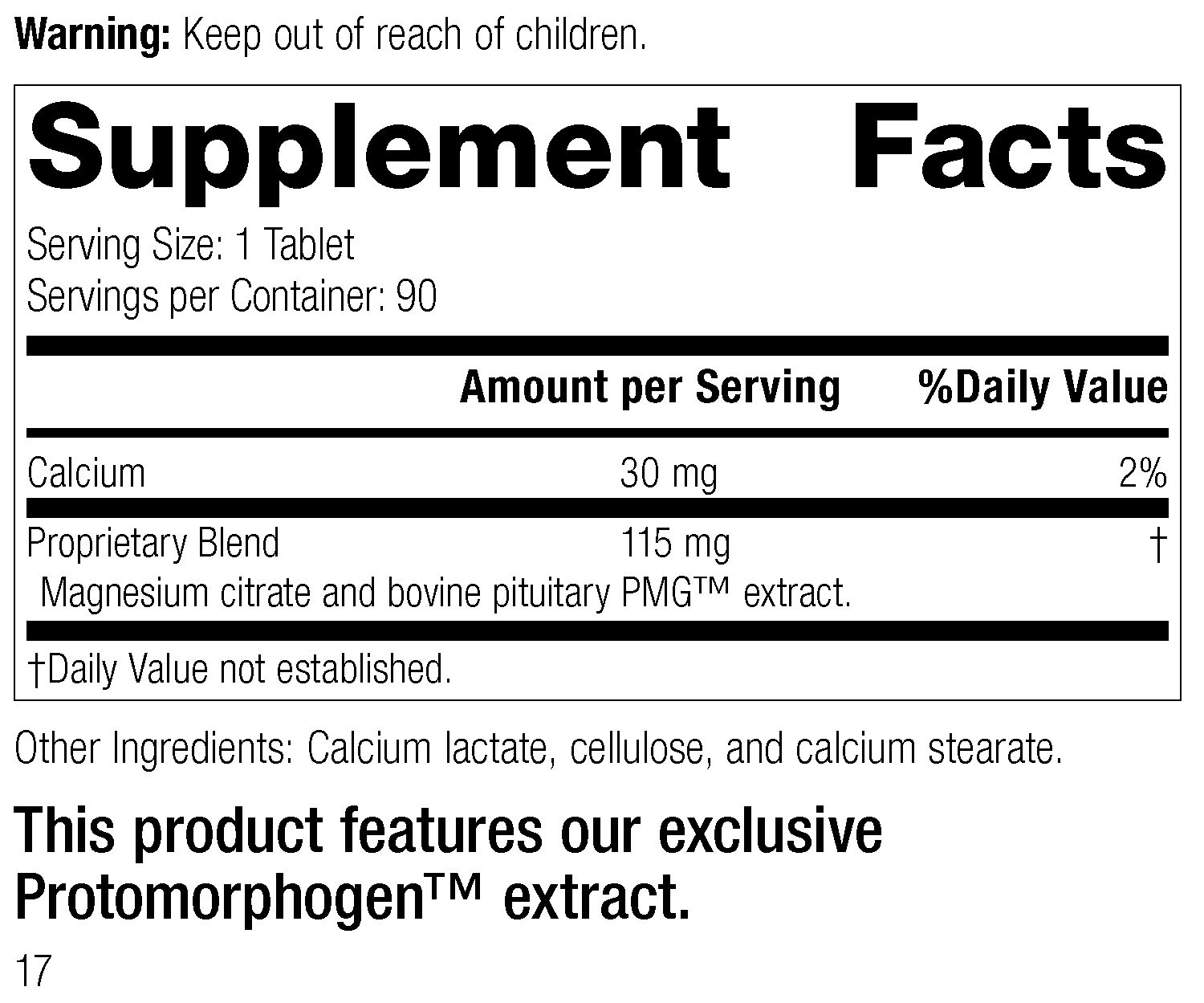 Pituitrophin PMG® Supplement Facts