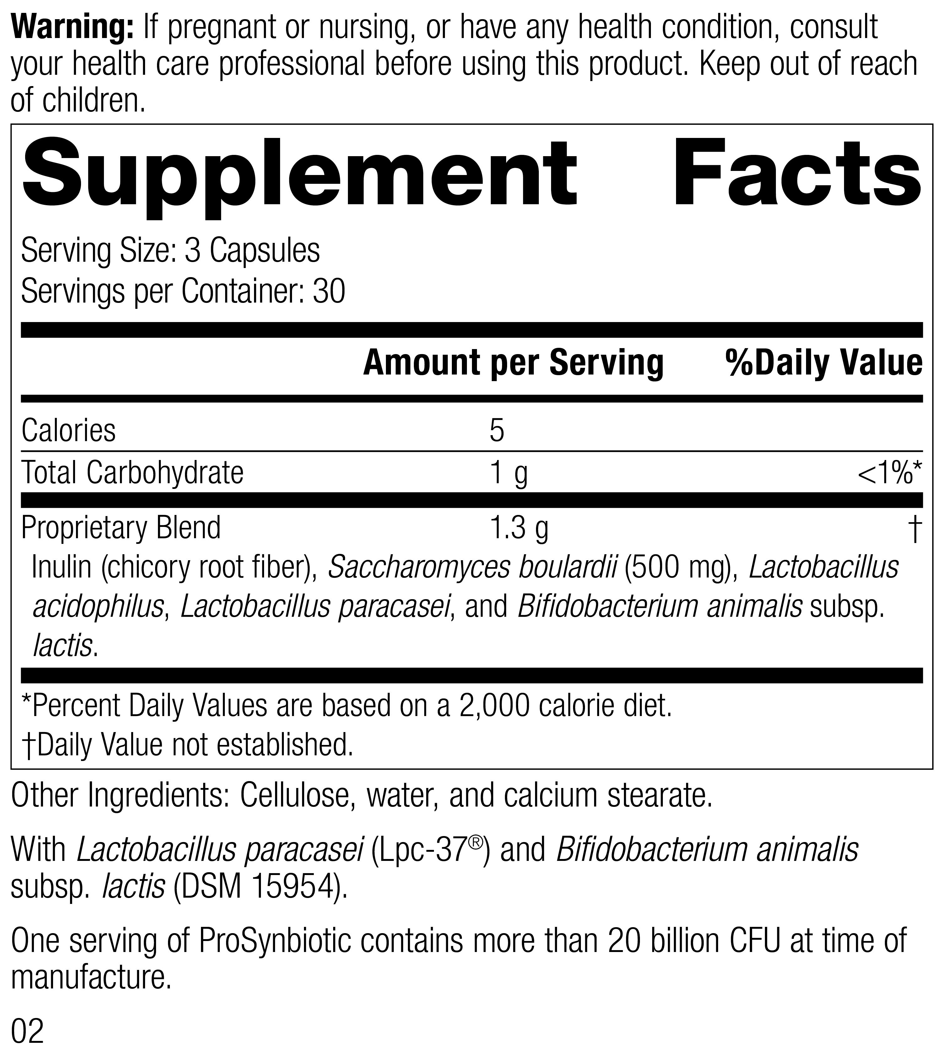 ProSynbiotic Supplement Facts