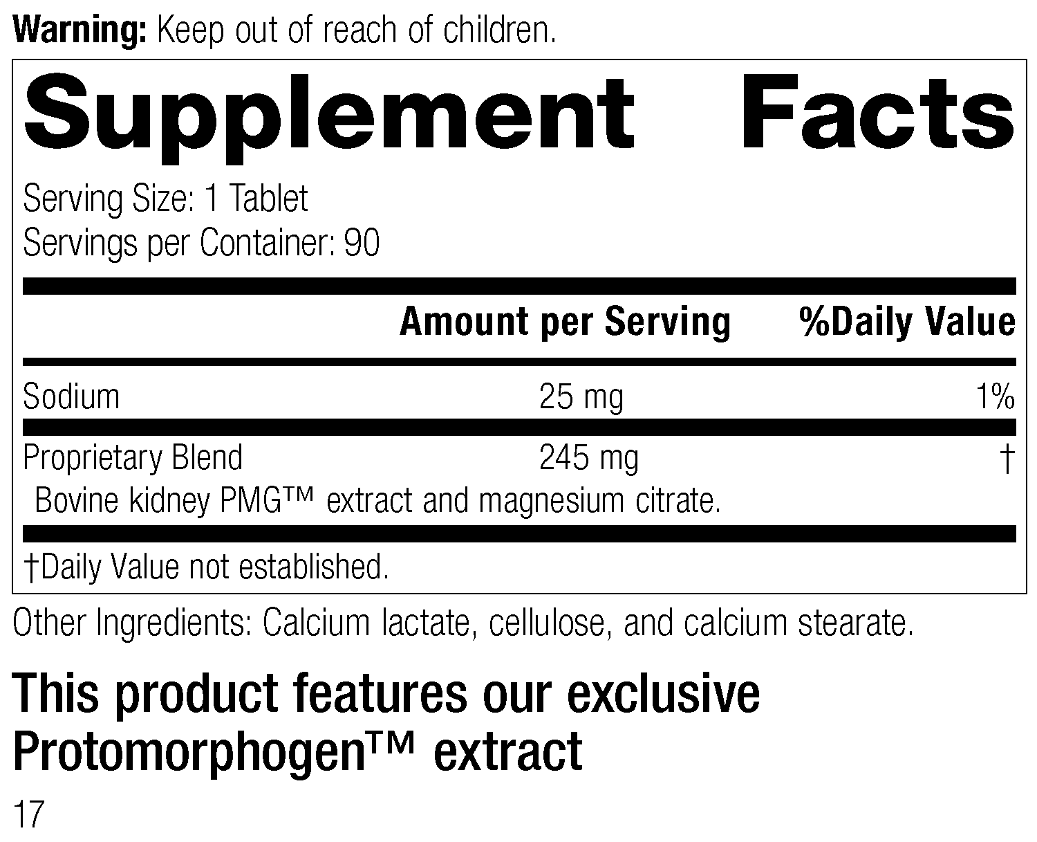 Renatrophin PMG® Supplement Facts