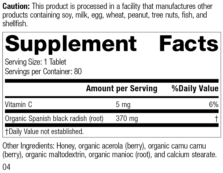 Spanish Black Radish Supplement Facts