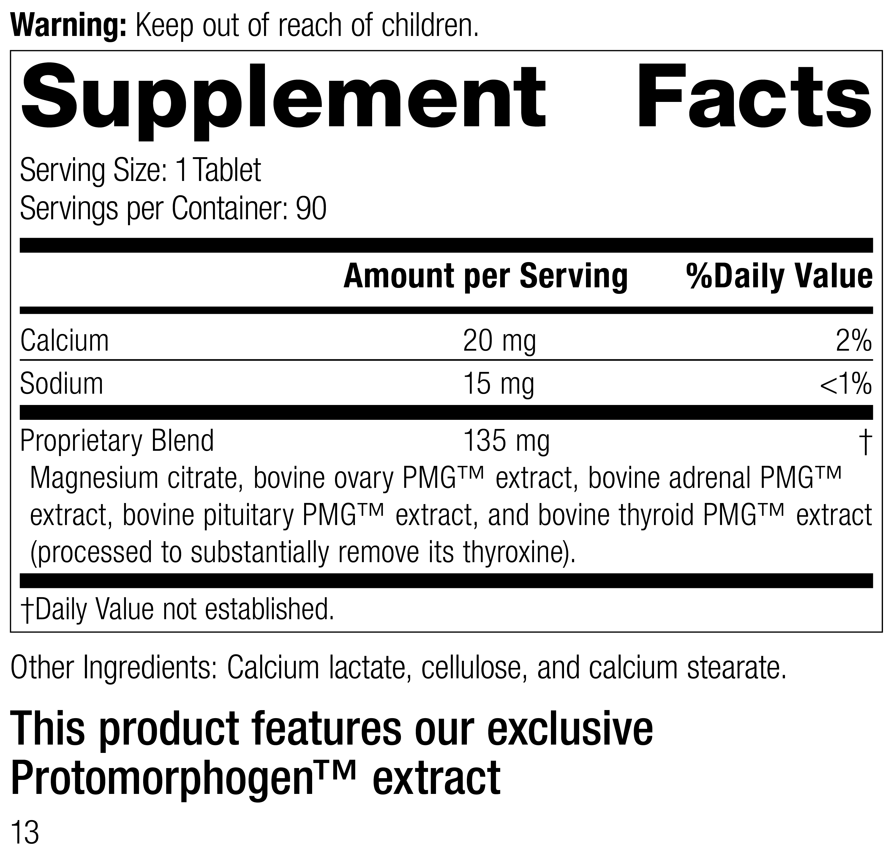 Symplex® F Supplement Facts