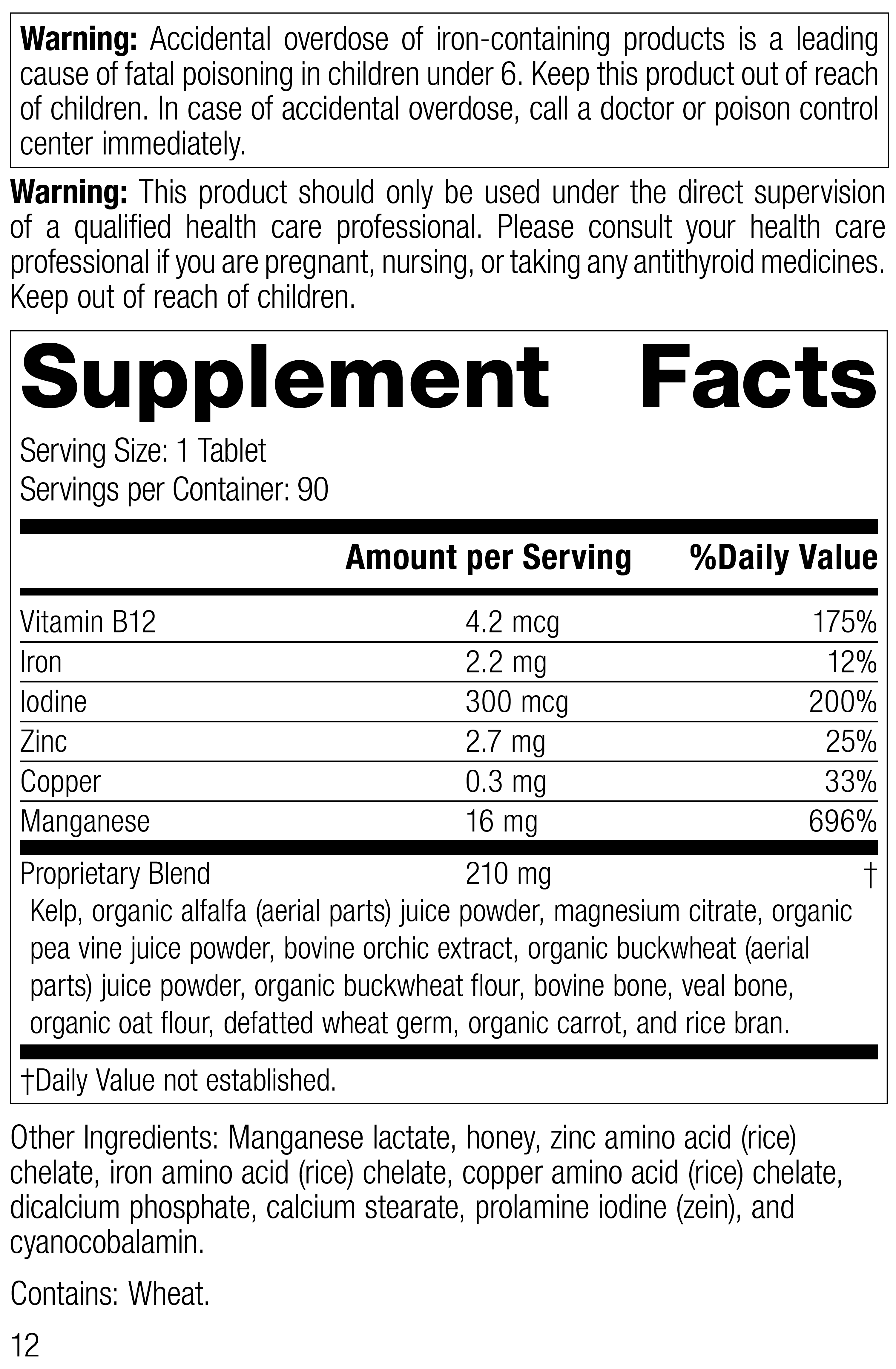 Trace Minerals-B12™ Supplement Facts