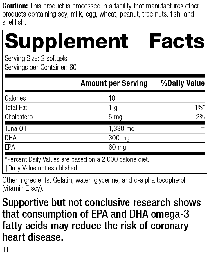Tuna Omega-3 Oil Supplement Facts