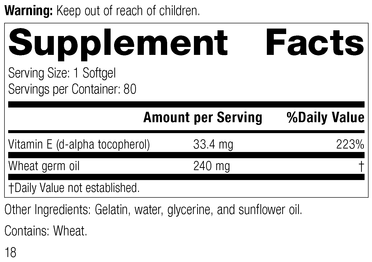 Wheat Germ Oil Fortified™ Supplement Facts