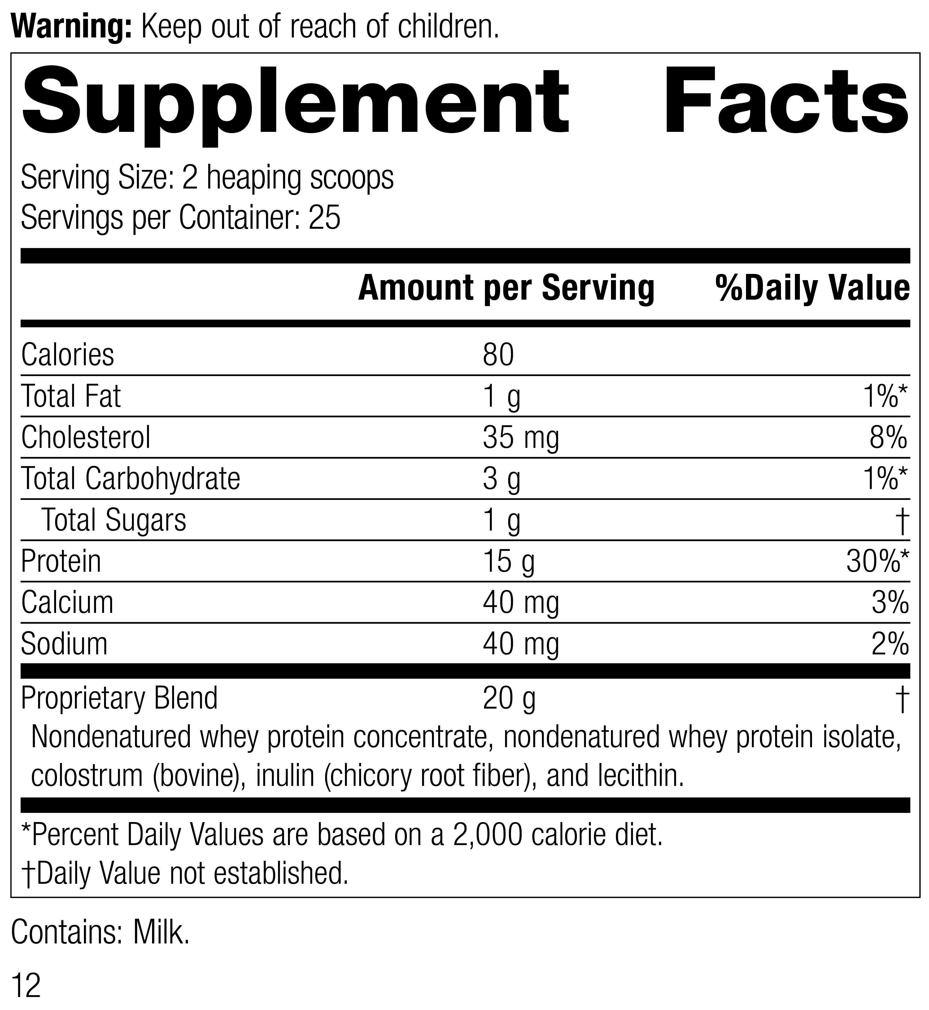 Whey Pro Complete Supplement Facts