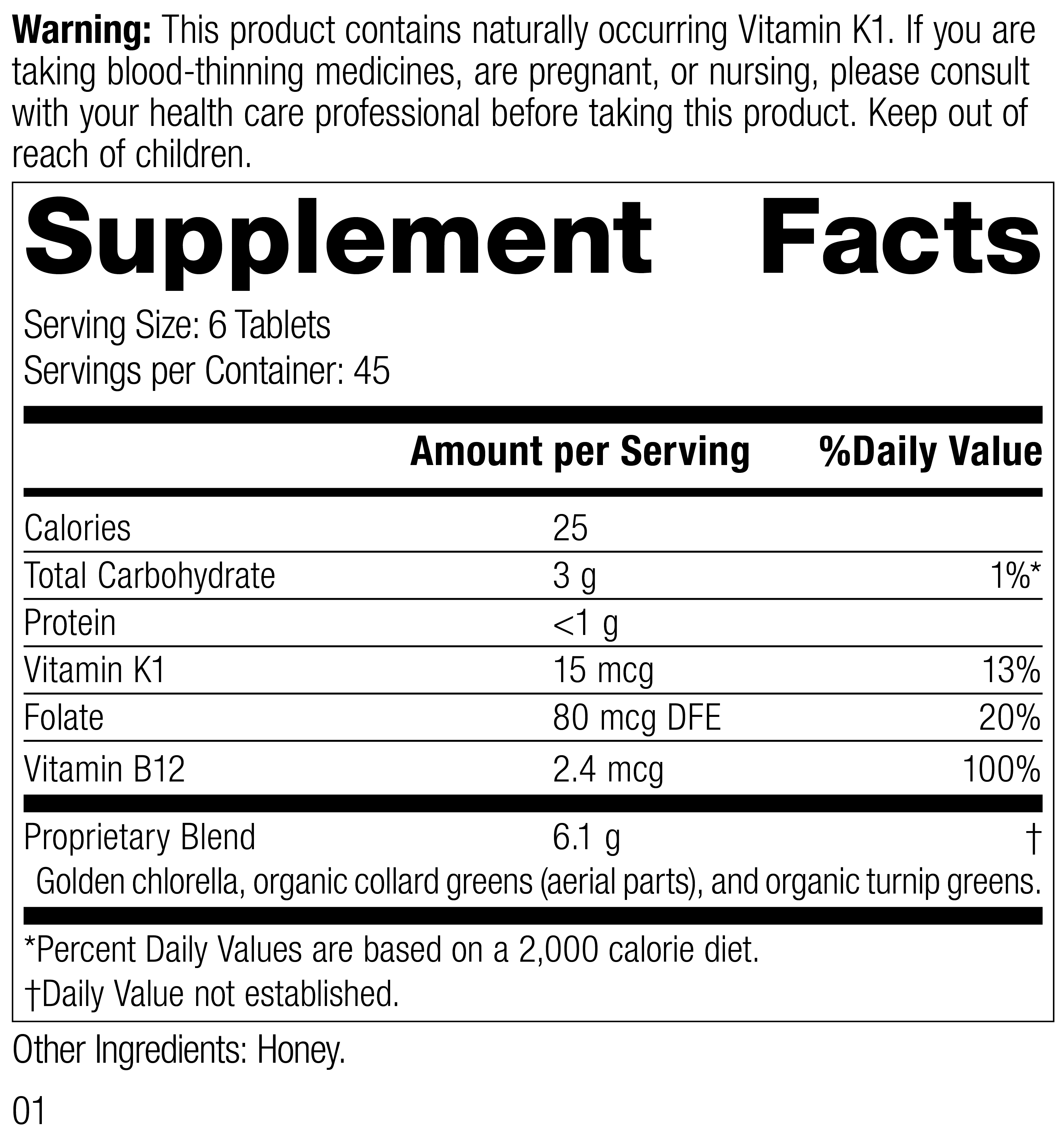 Whole Food Folate™ Supplement Facts