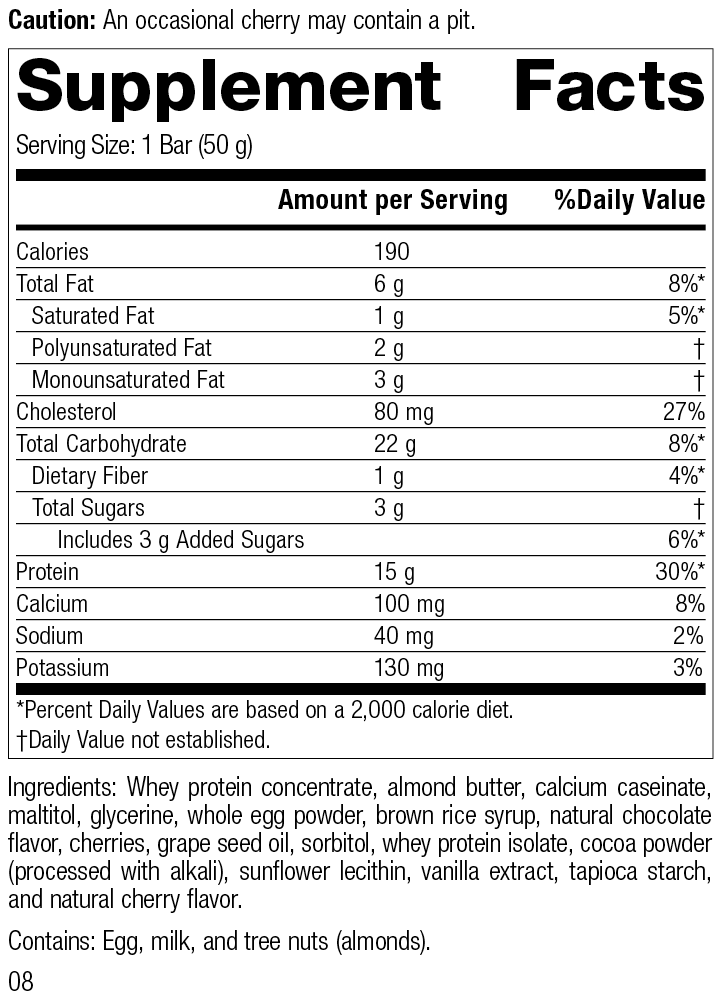 StandardBar®-Cocoa Cherry Supplement Facts