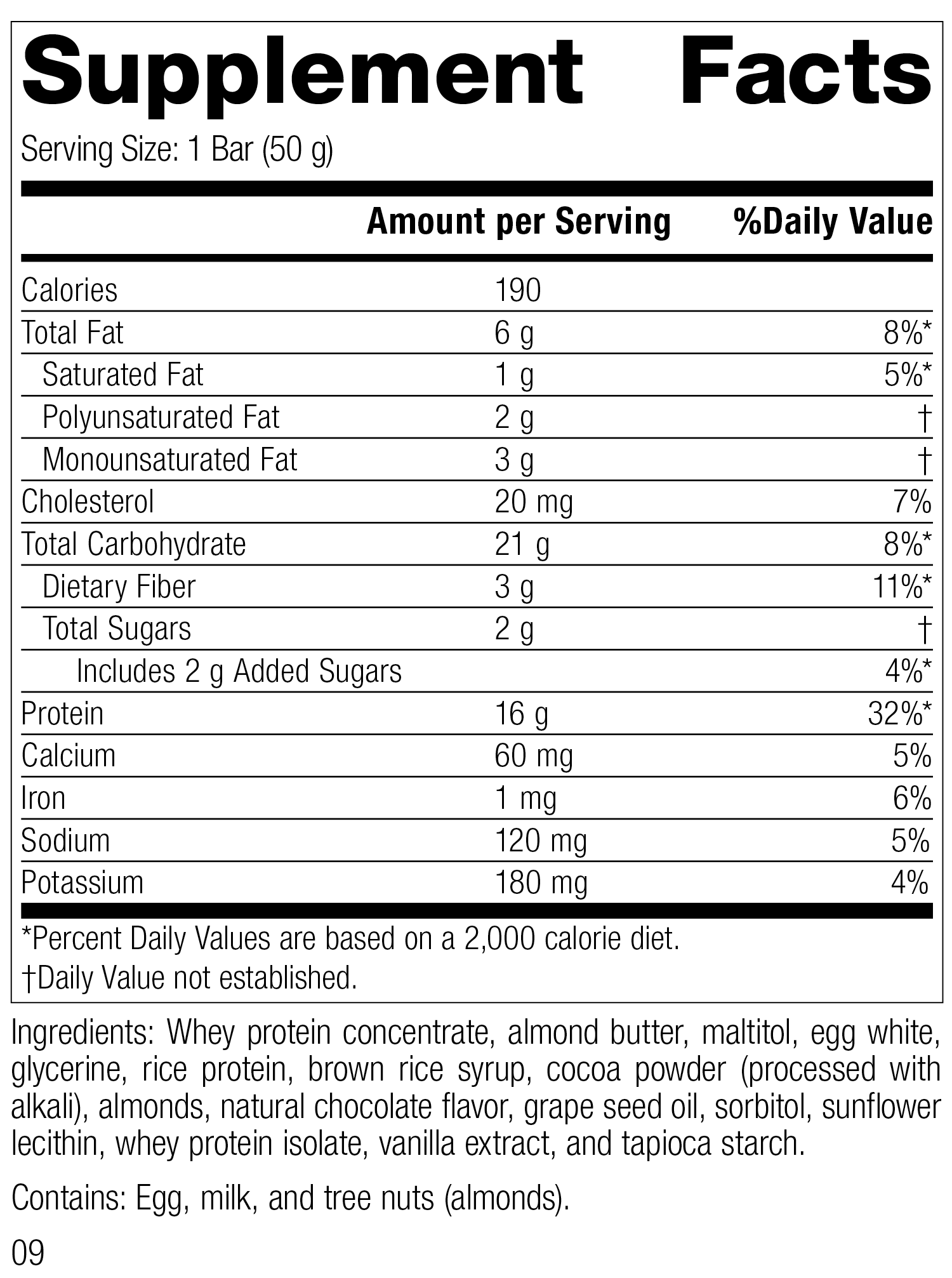 StandardBar®-Cocoa Crisp Supplement Facts