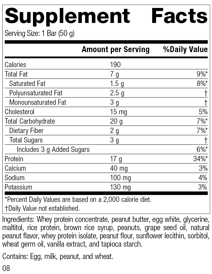 StandardBar®-Peanut Butter Supplement Facts