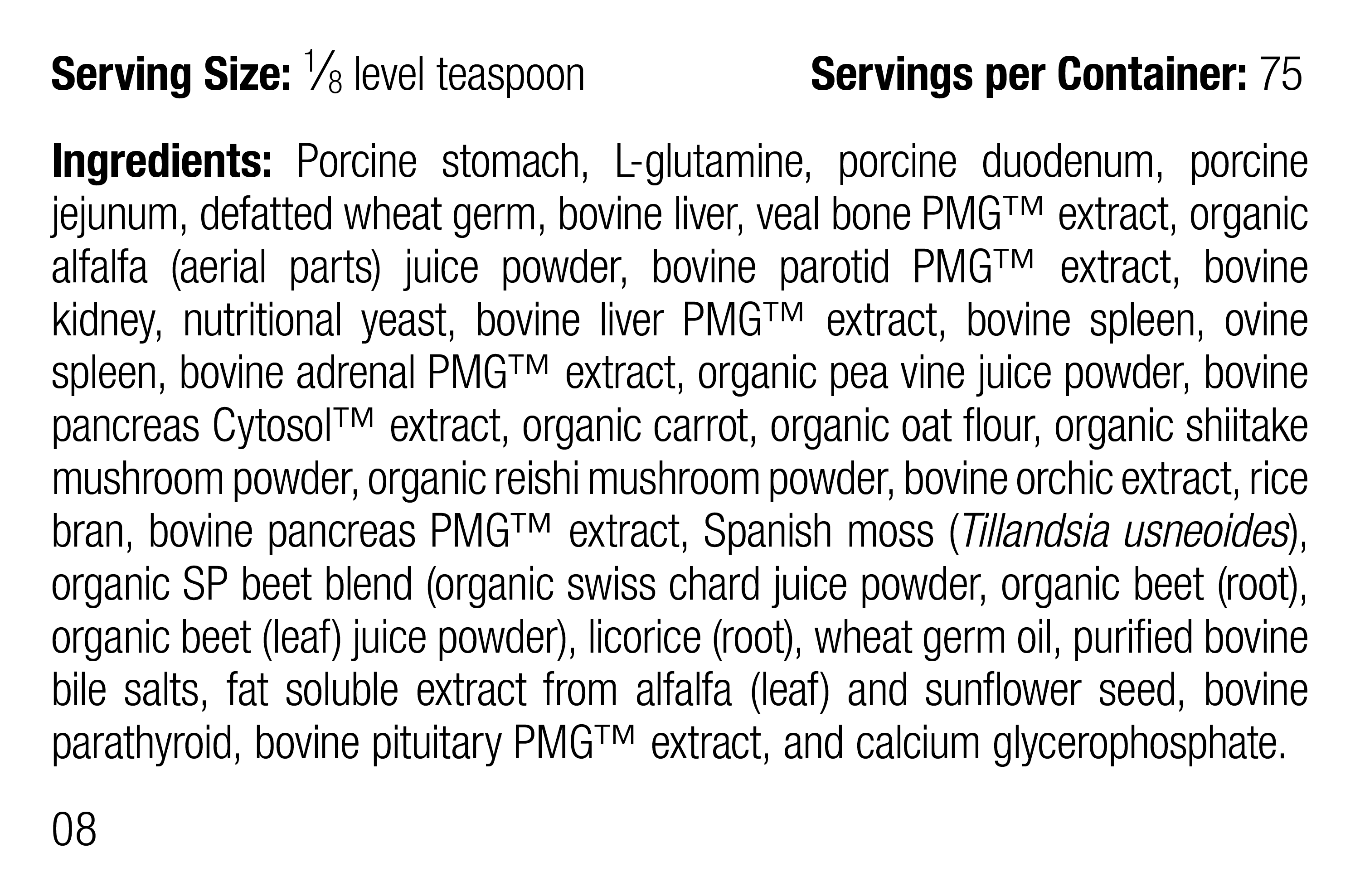 Canine Enteric Support Supplement Facts