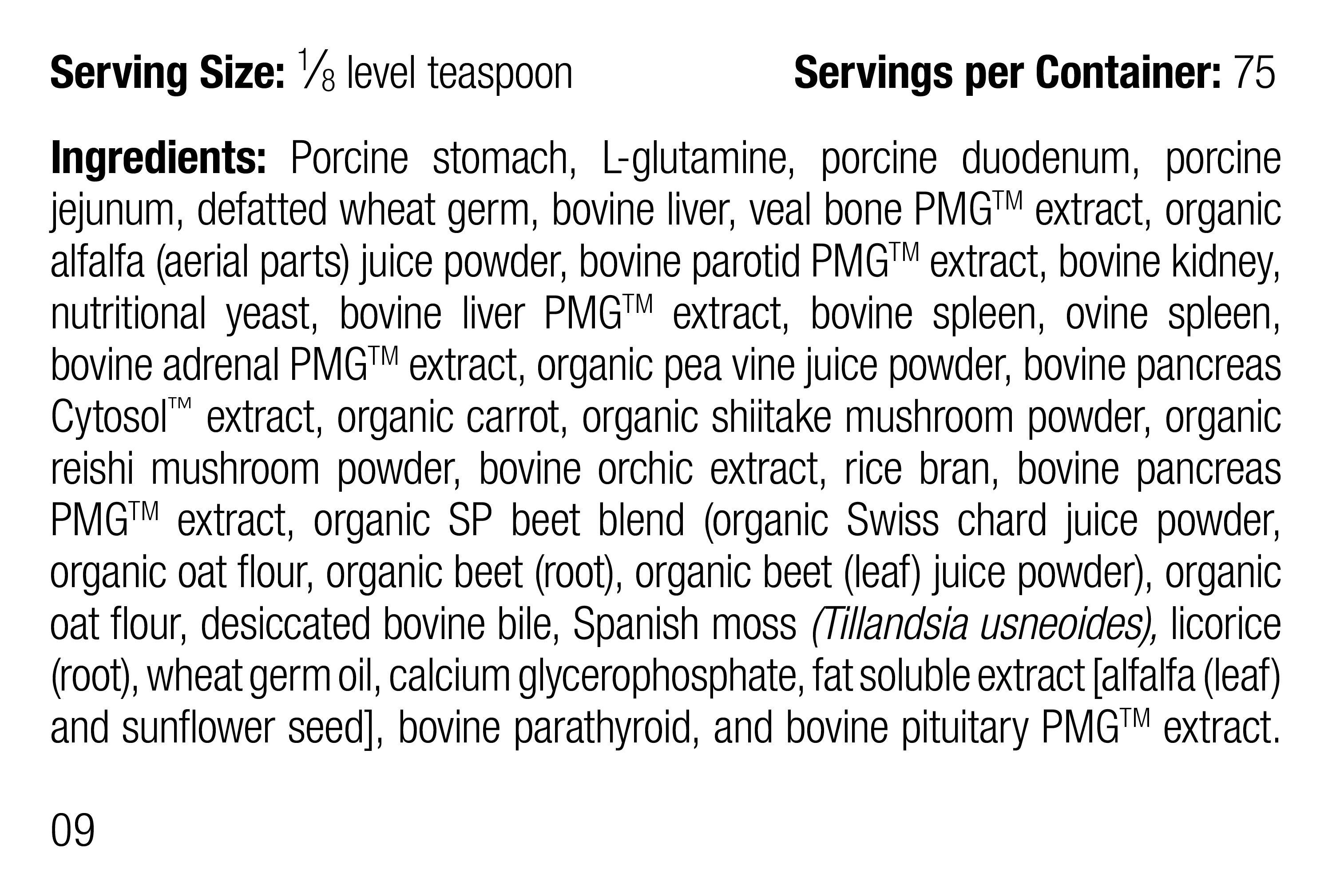 Canine Enteric Support Supplement Facts