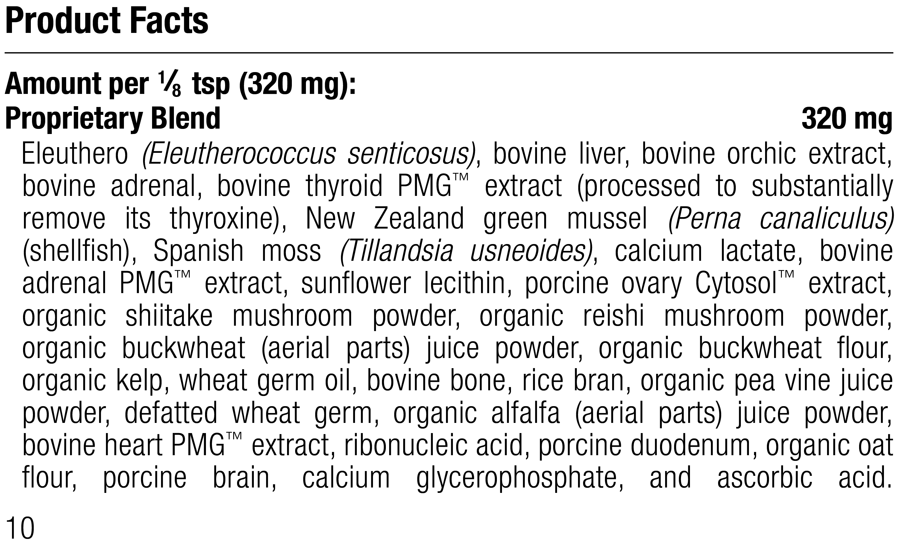 Canine Thyroid Support Supplement Facts