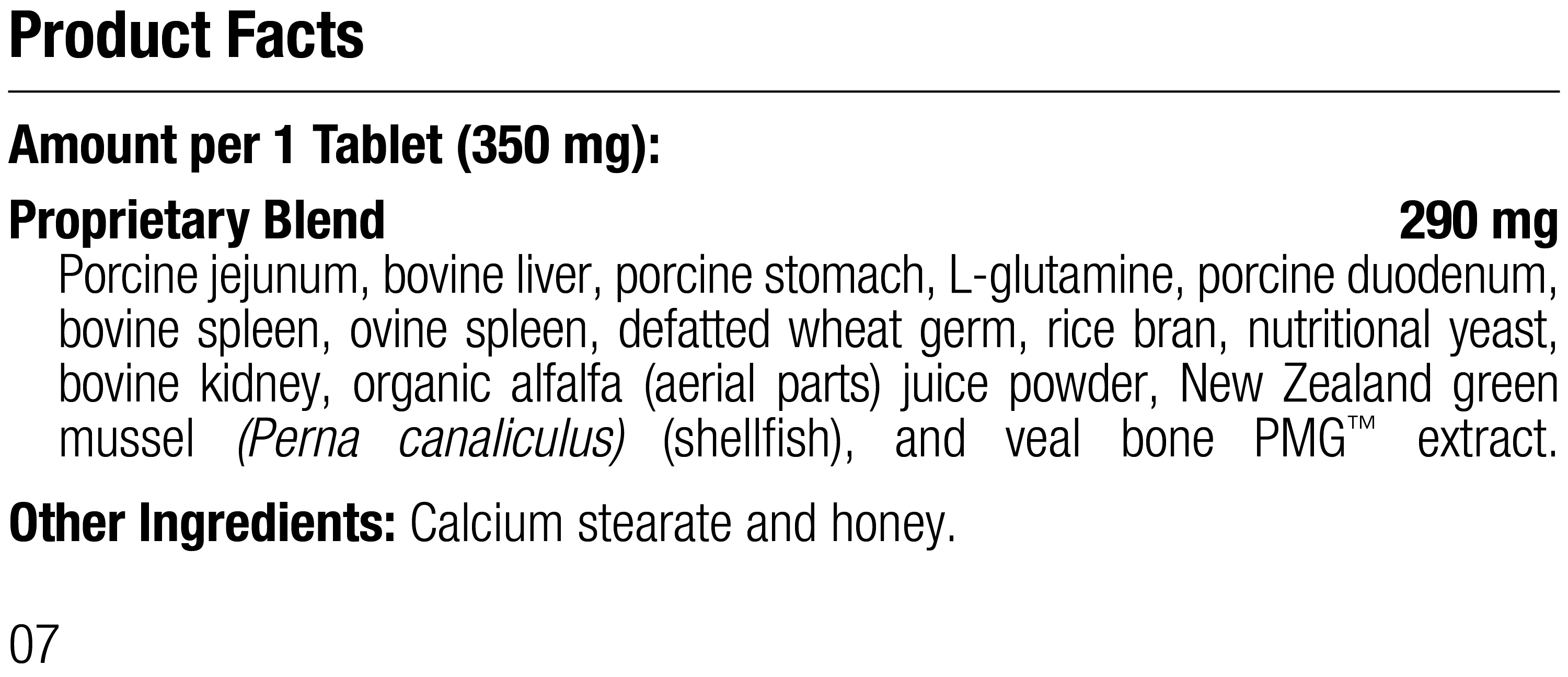 Feline Enteric Support Supplement Facts