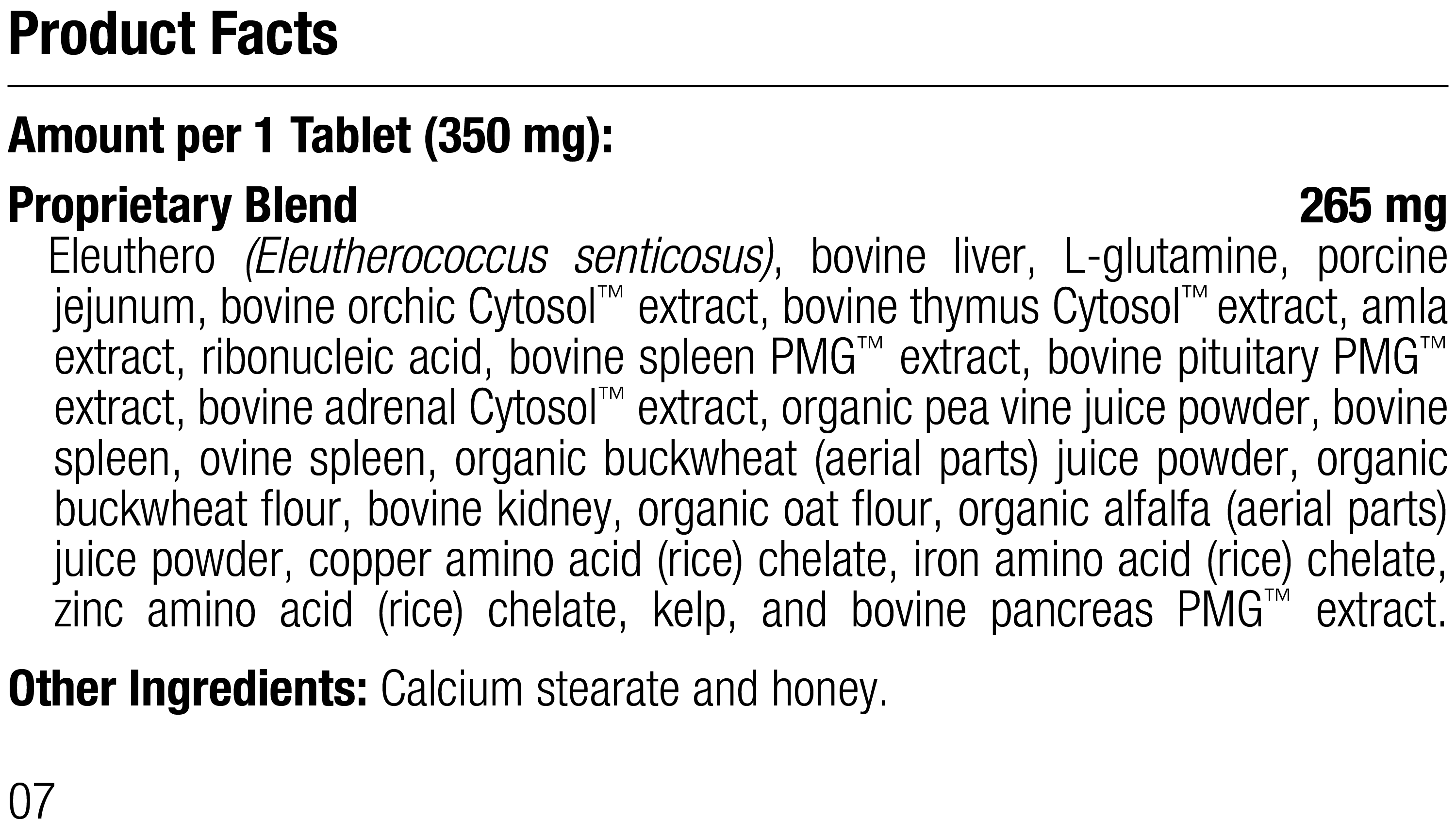 Feline Immune System Support Supplement Facts