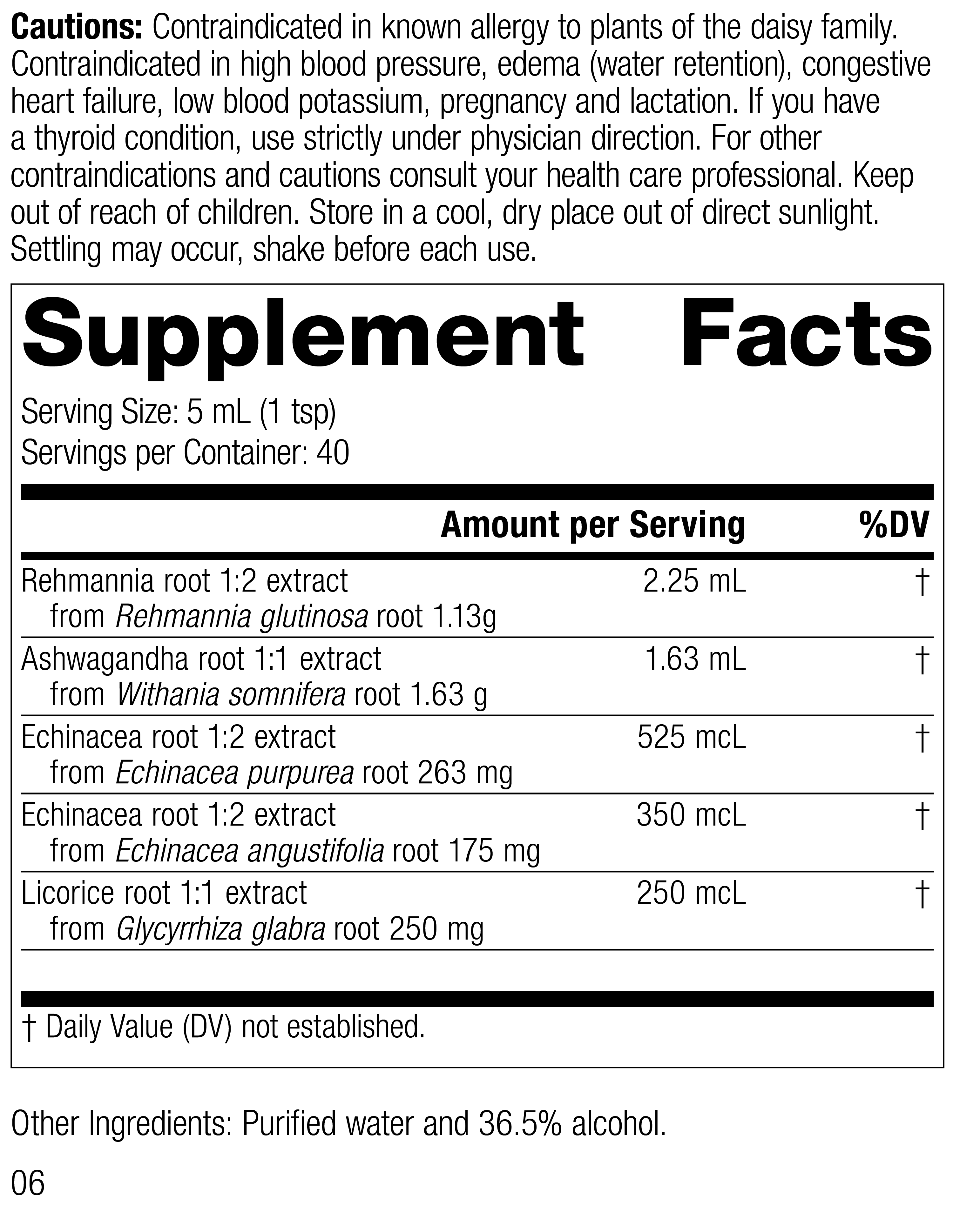 Adrenal Tonic Phytosynergist® Supplement Facts