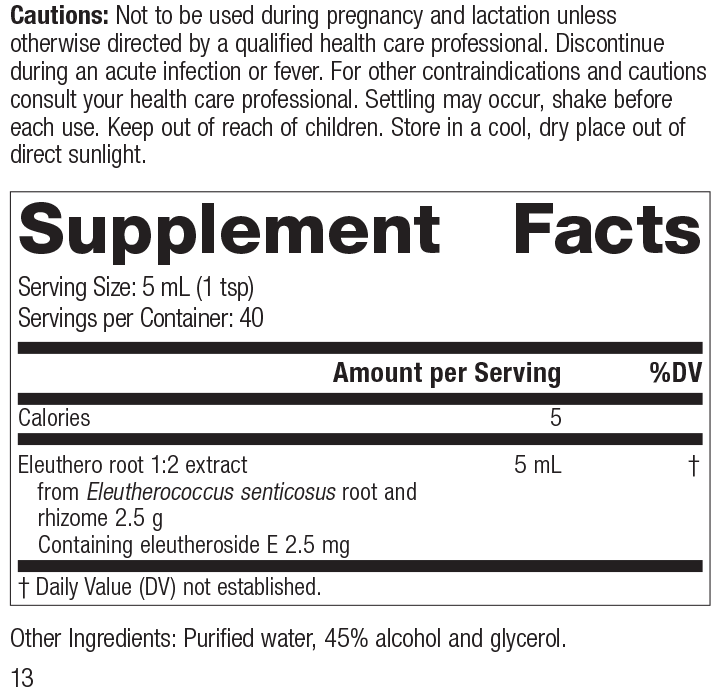 Eleuthero 1:2 Supplement Facts