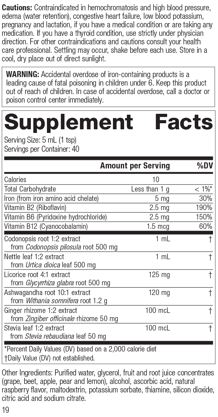 Fe-Max Iron Tonic Phytosynergist® Supplement Facts