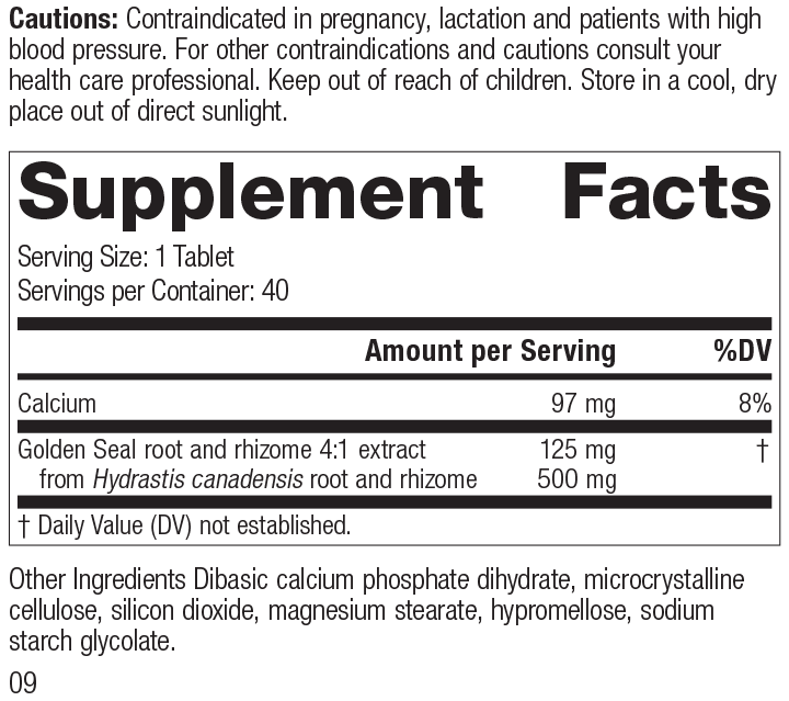 Golden Seal 500mg Supplement Facts