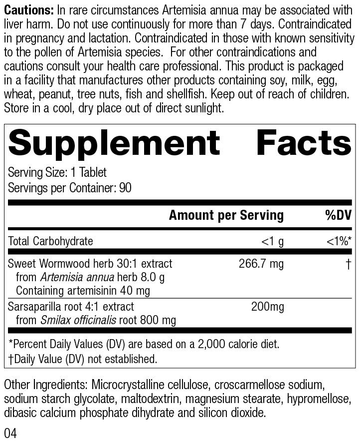Artemisinin Complex Supplement Facts