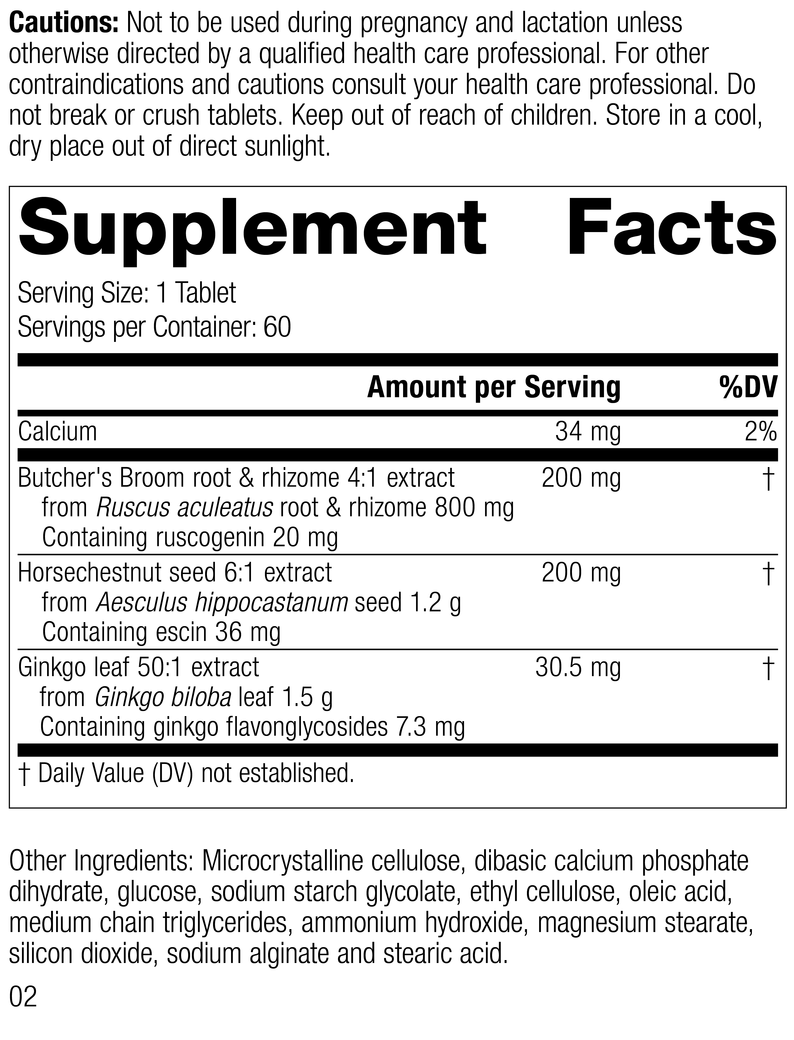 Vascular Care Complex Supplement Facts