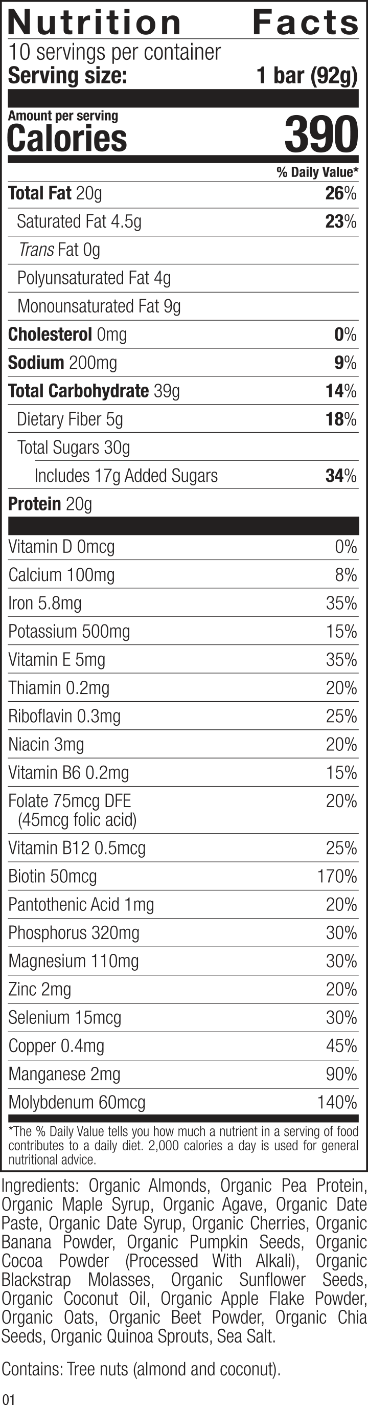 POSSIBLE® Meal Bar Supplement Facts